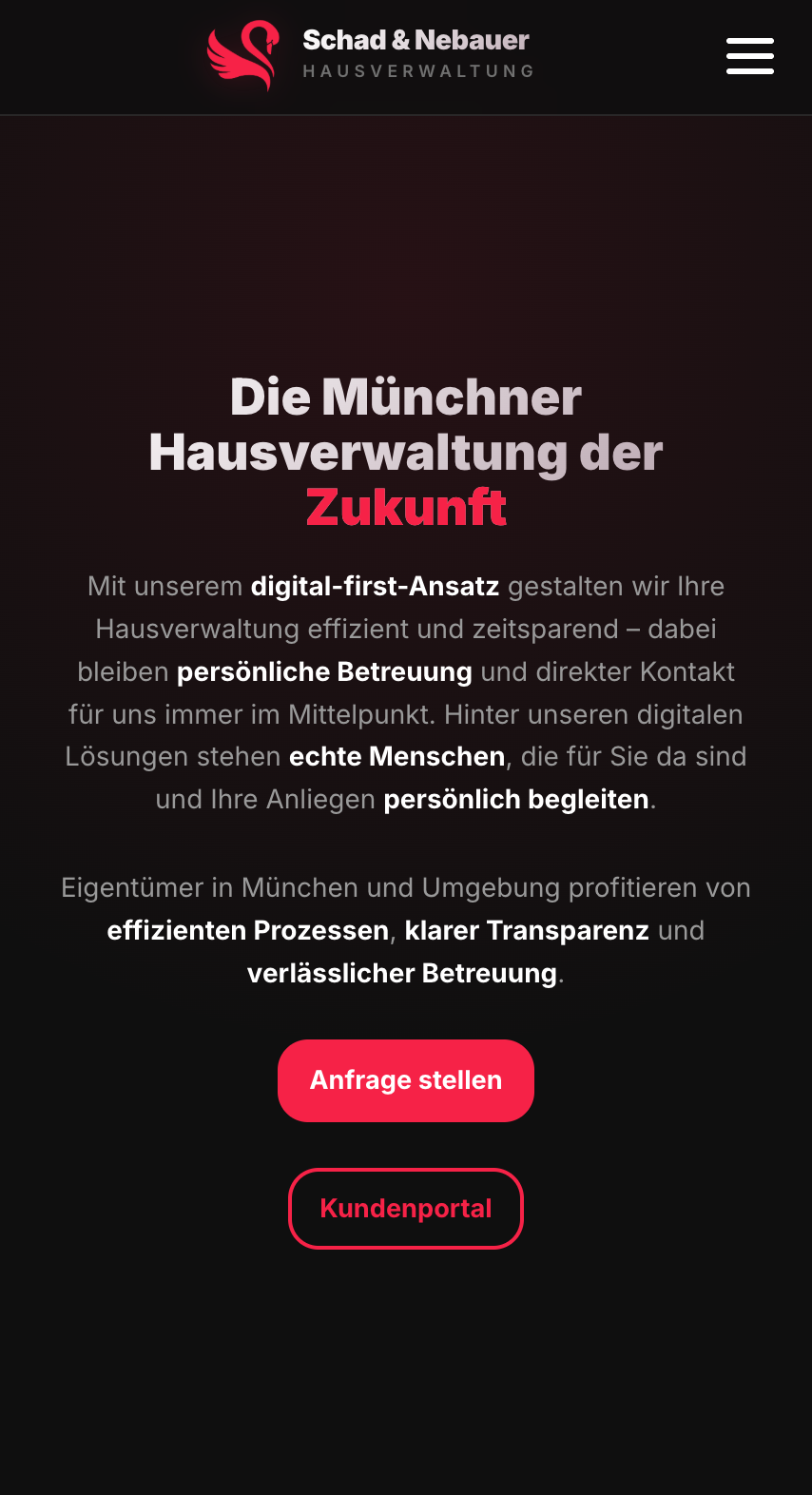Das Bild zeigt einen Mobile Screenshot der vorgestellten Website