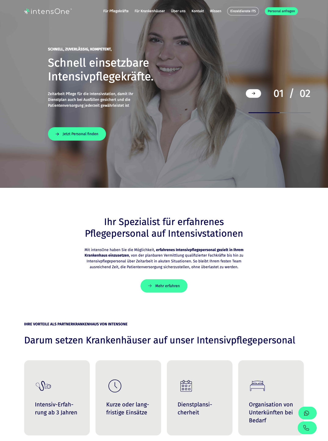 Das Bild zeigt einen Desktop Screenshot der vorgestellten Website