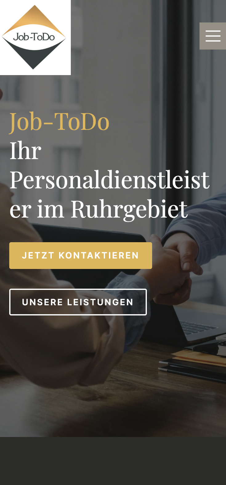 Das Bild zeigt einen Mobile Screenshot der vorgestellten Website