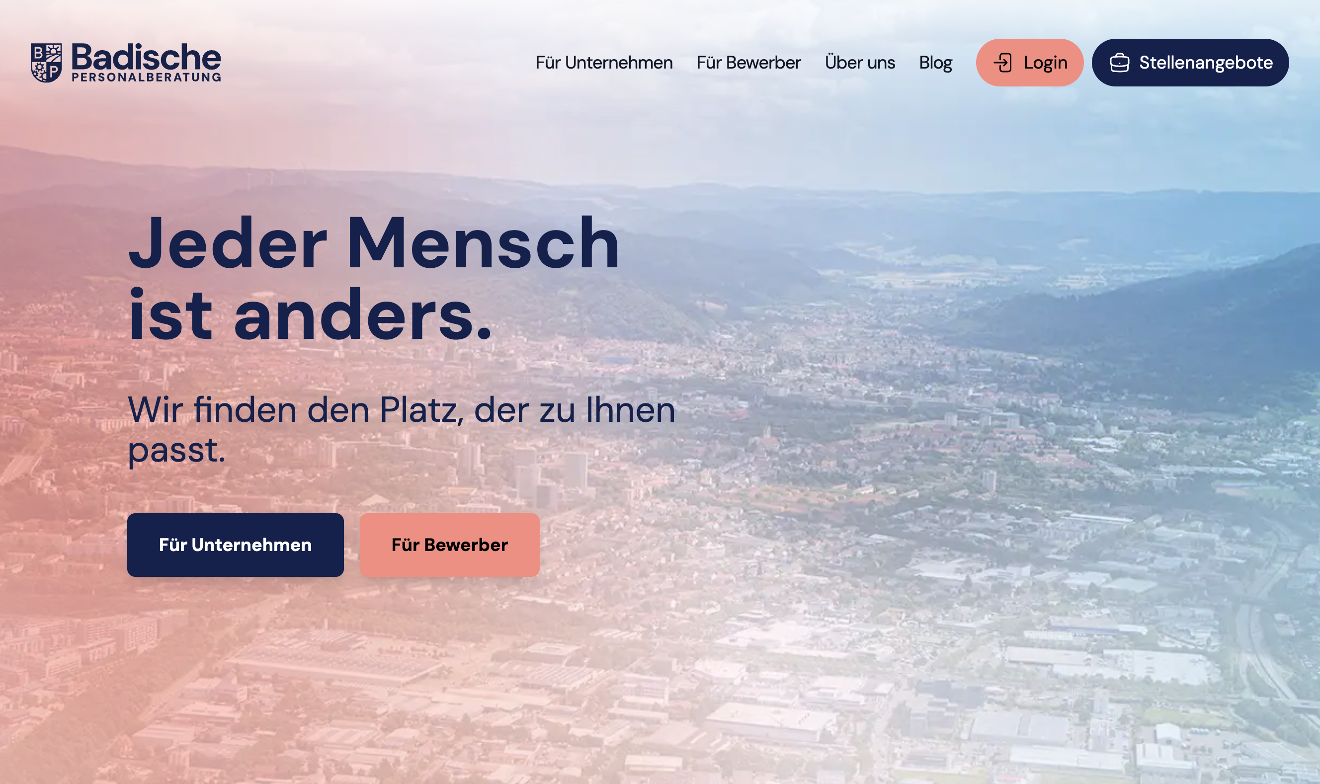 Das Bild zeigt einen Desktop Screenshot der vorgestellten Website