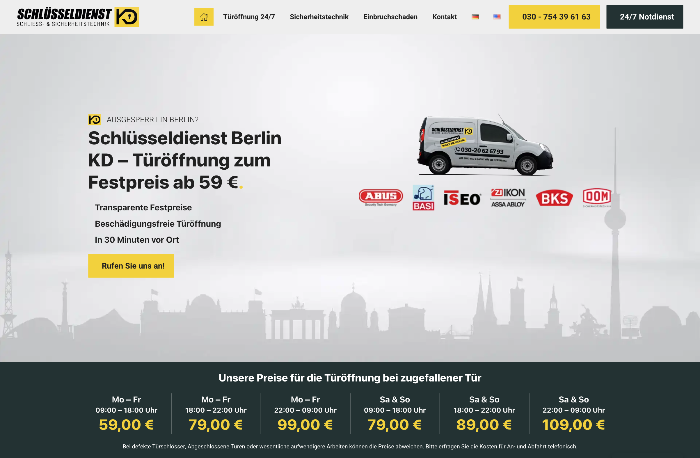 Das Bild zeigt einen Mobile Screenshot der vorgestellten Website