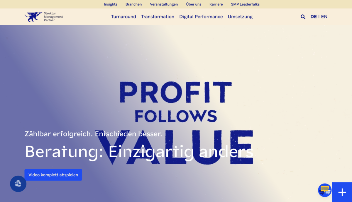 Das Bild zeigt einen Desktop Screenshot der vorgestellten Website