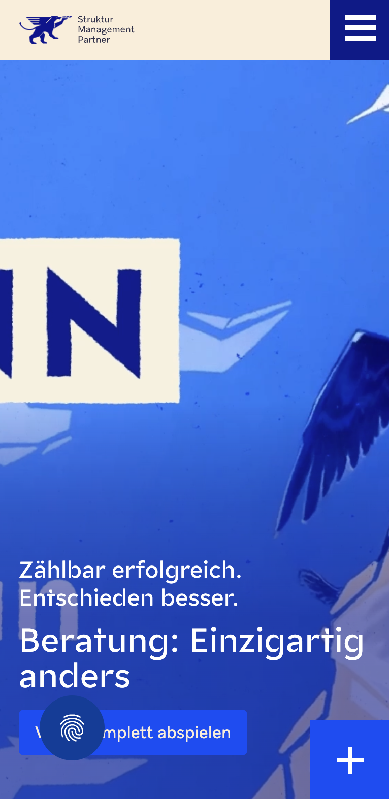 Das Bild zeigt einen Mobile Screenshot der vorgestellten Website