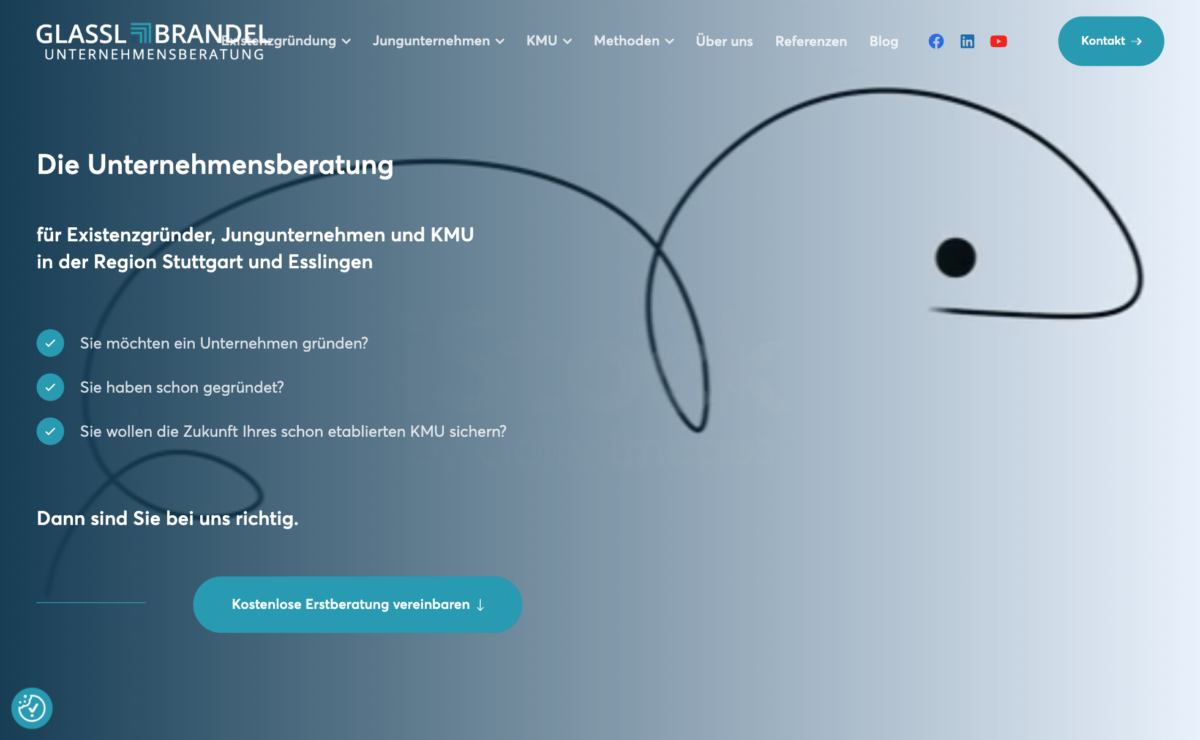 Das Bild zeigt einen Desktop Screenshot der vorgestellten Website