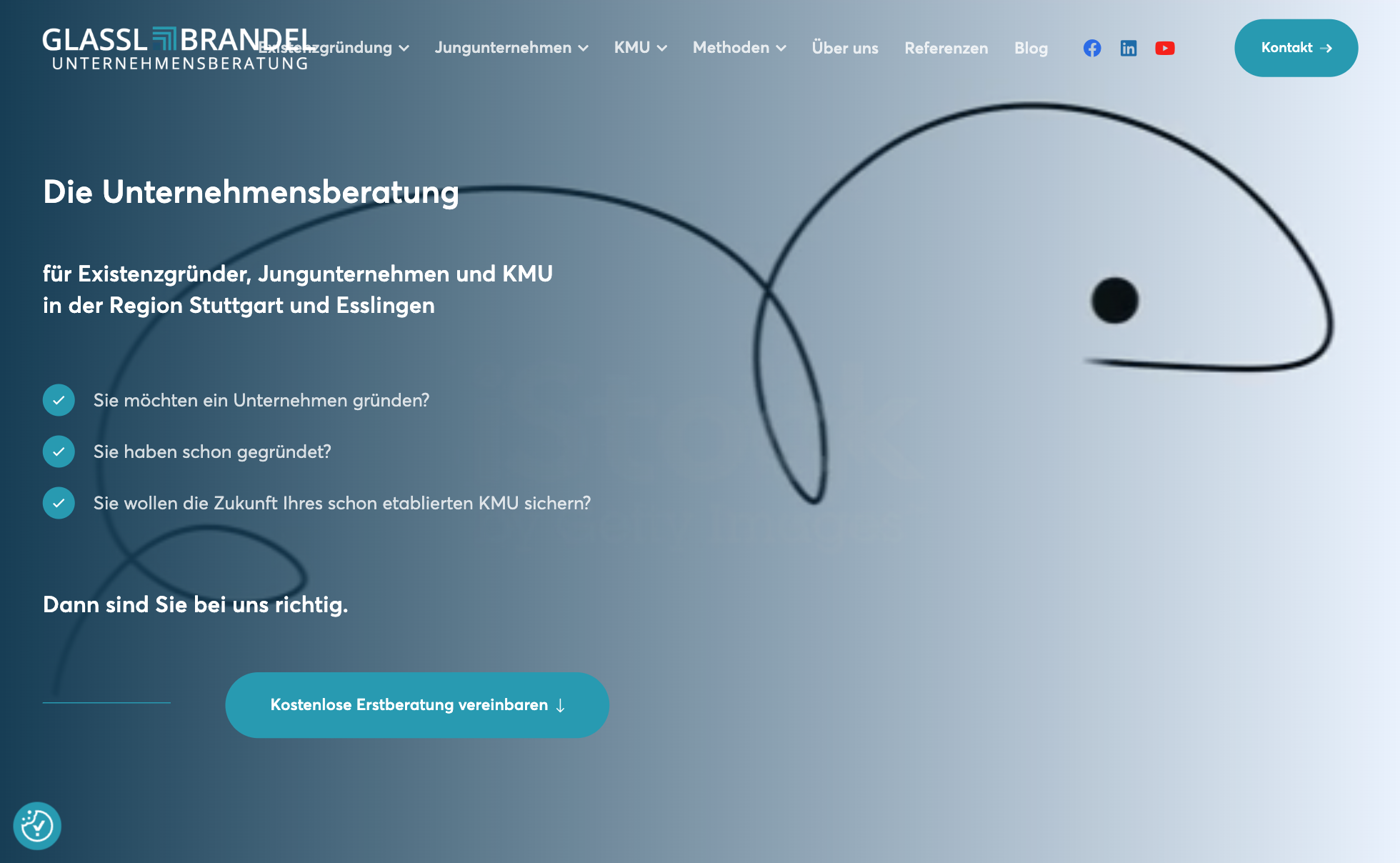 Das Bild zeigt einen Desktop Screenshot der vorgestellten Website