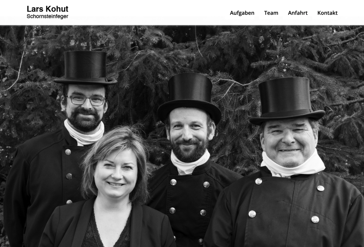 Das Bild zeigt einen Desktop Screenshot der vorgestellten Website