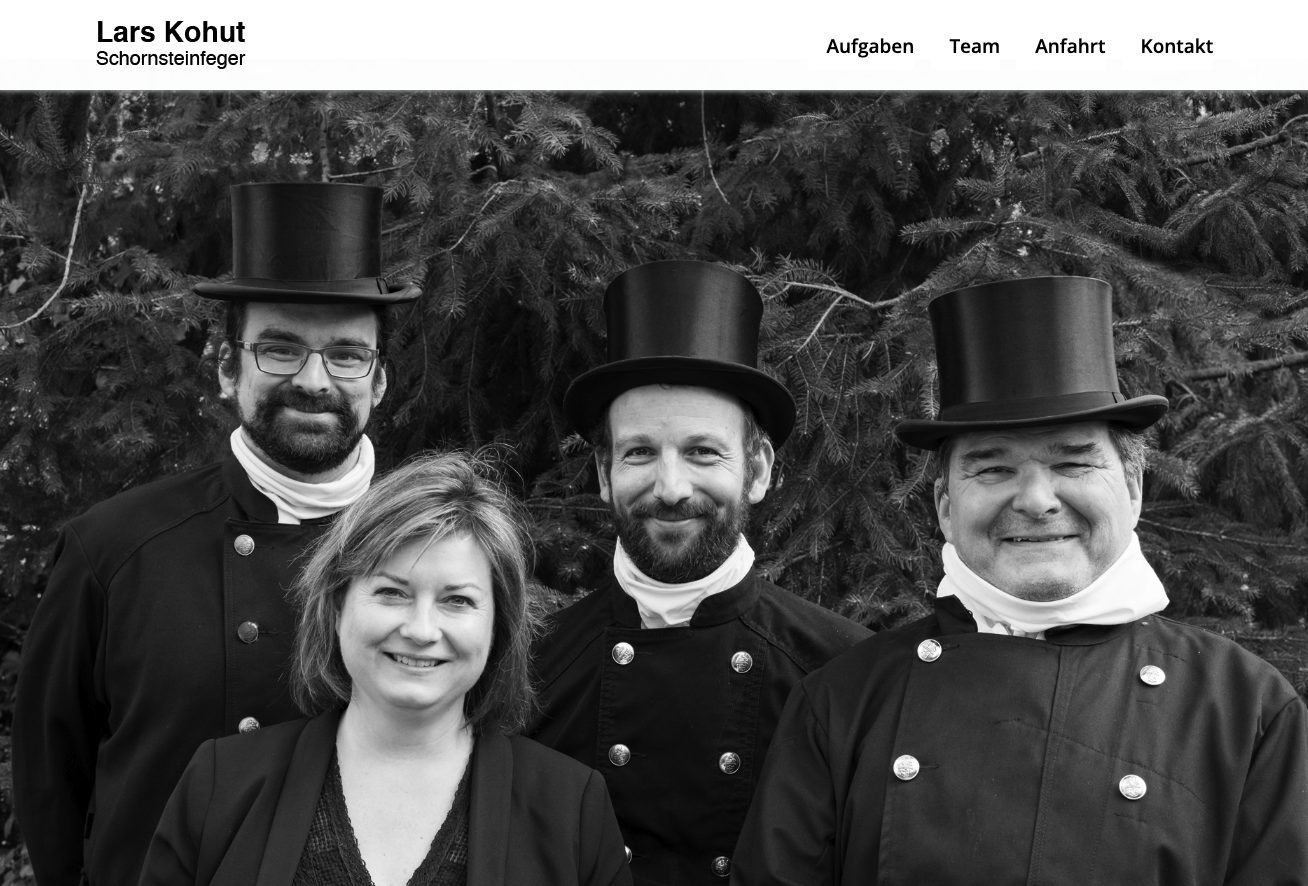 Das Bild zeigt einen Desktop Screenshot der vorgestellten Website