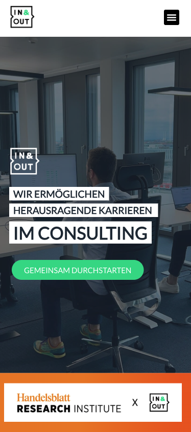 Das Bild zeigt einen Mobile Screenshot der vorgestellten Website