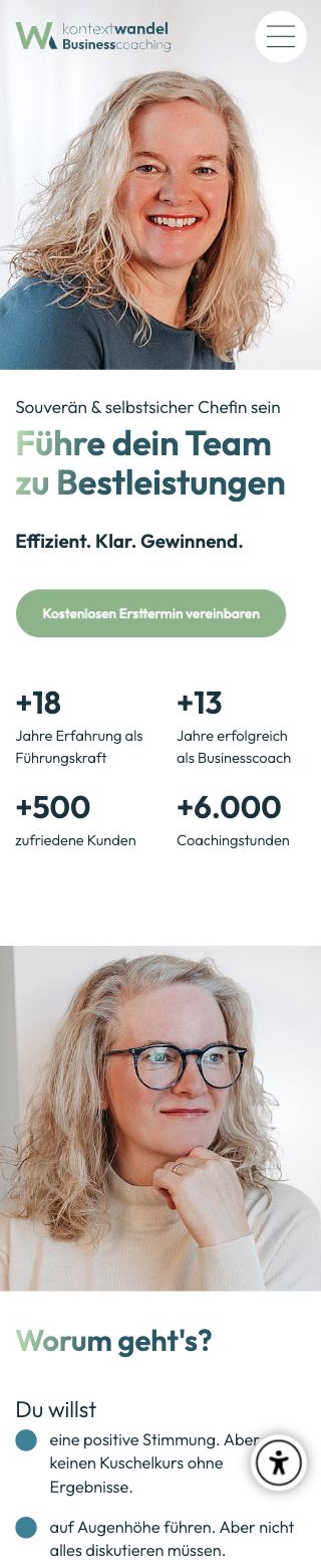 Das Bild zeigt einen Mobile Screenshot der vorgestellten Website