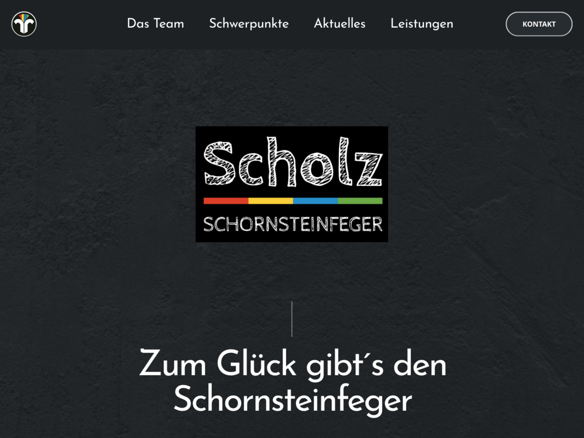 Das Bild zeigt einen Desktop Screenshot der vorgestellten Website