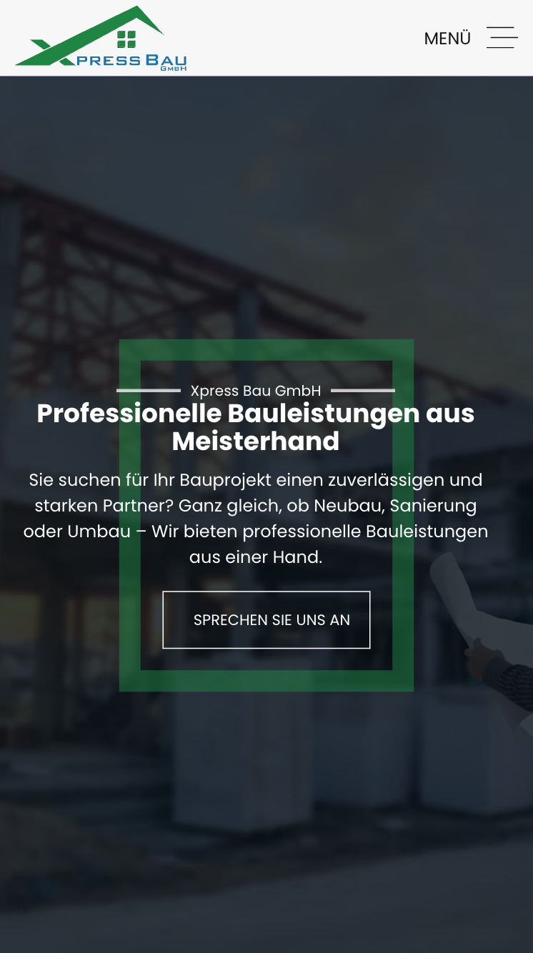 Das Bild zeigt einen Mobile Screenshot der vorgestellten Website