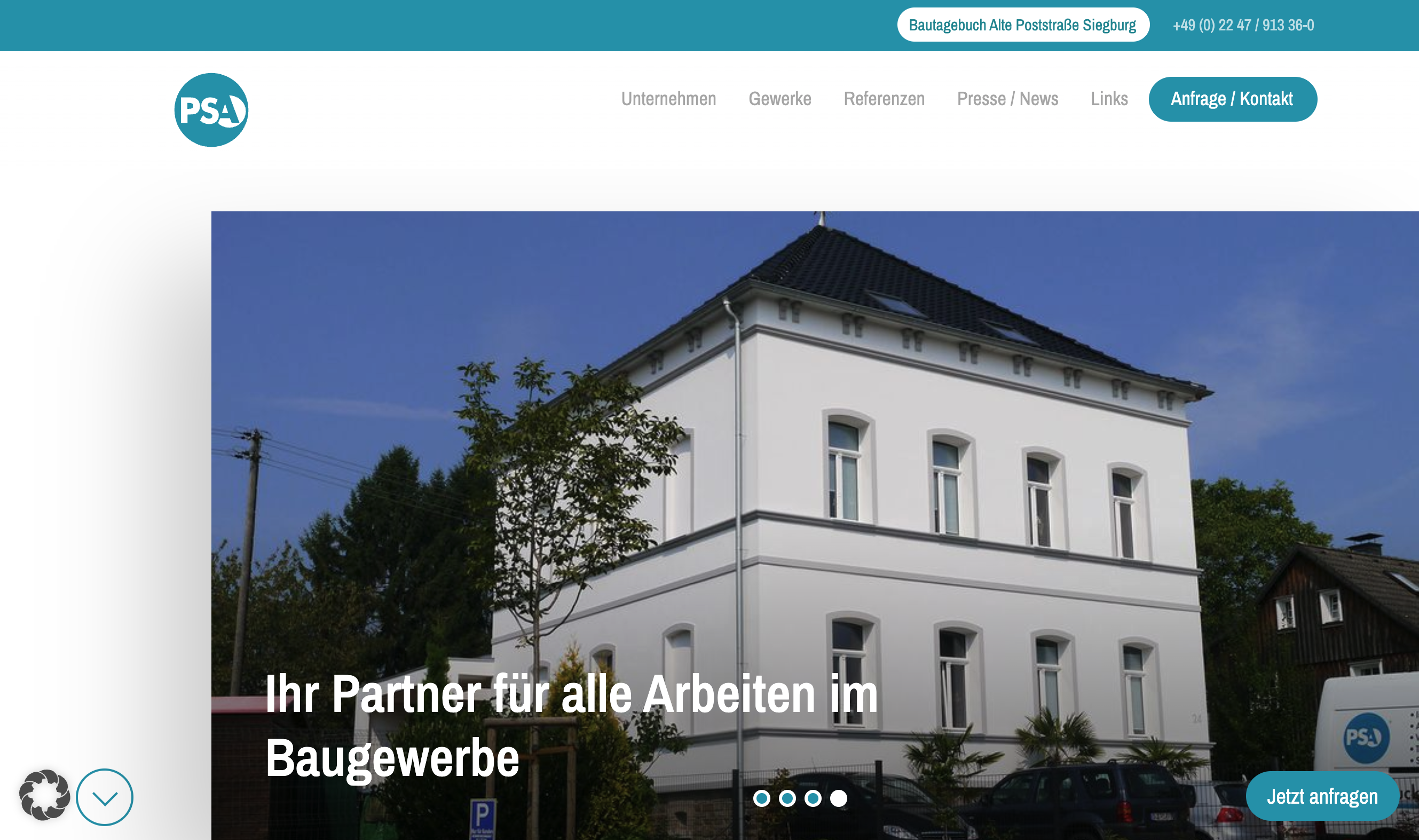 Das Bild zeigt einen Desktop Screenshot der vorgestellten Website