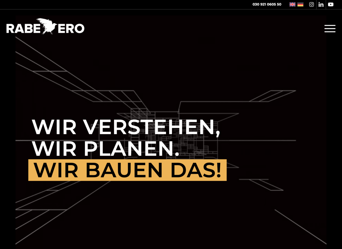 Das Bild zeigt einen Desktop Screenshot der vorgestellten Website