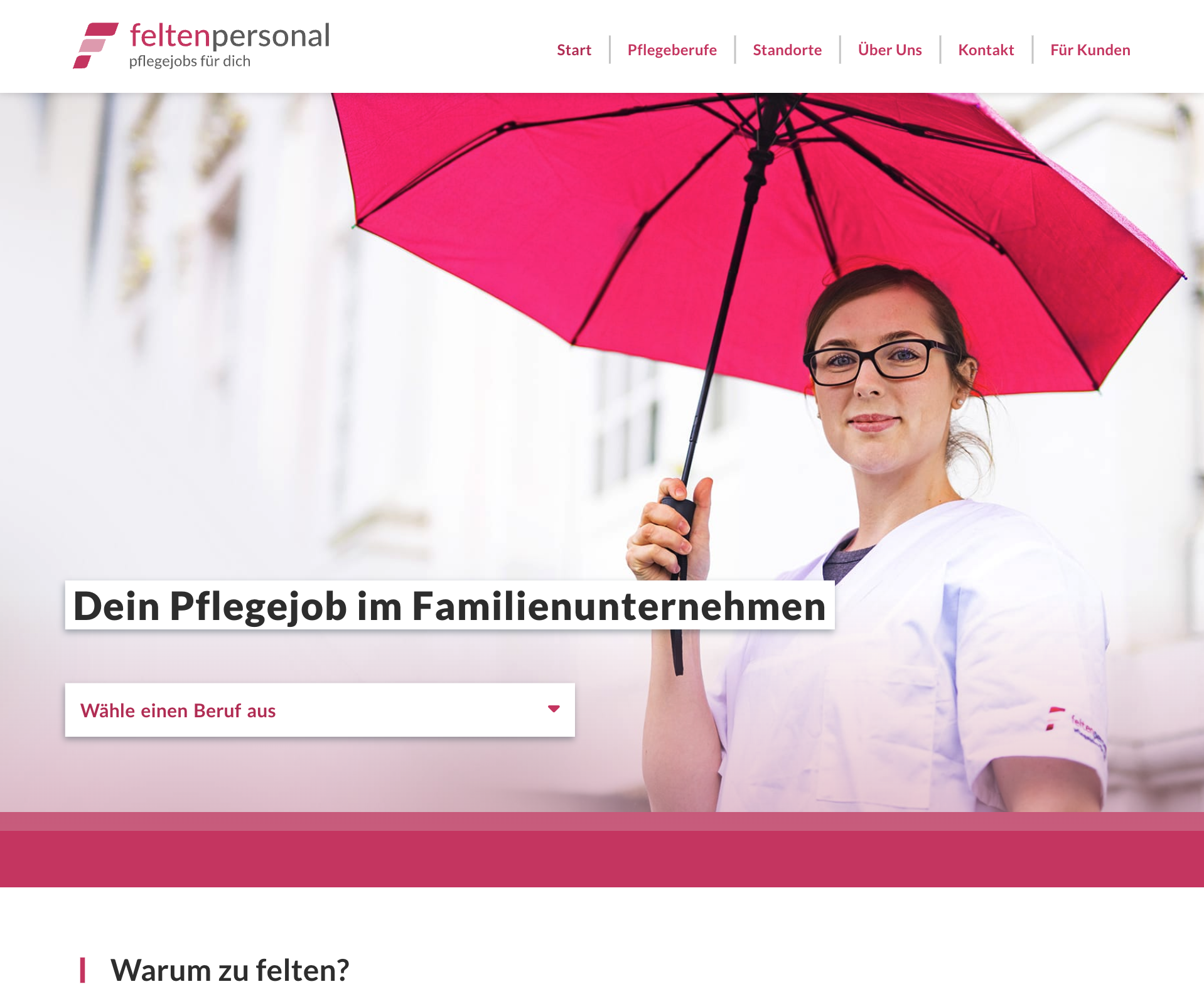 Das Bild zeigt einen Desktop Screenshot der vorgestellten Website