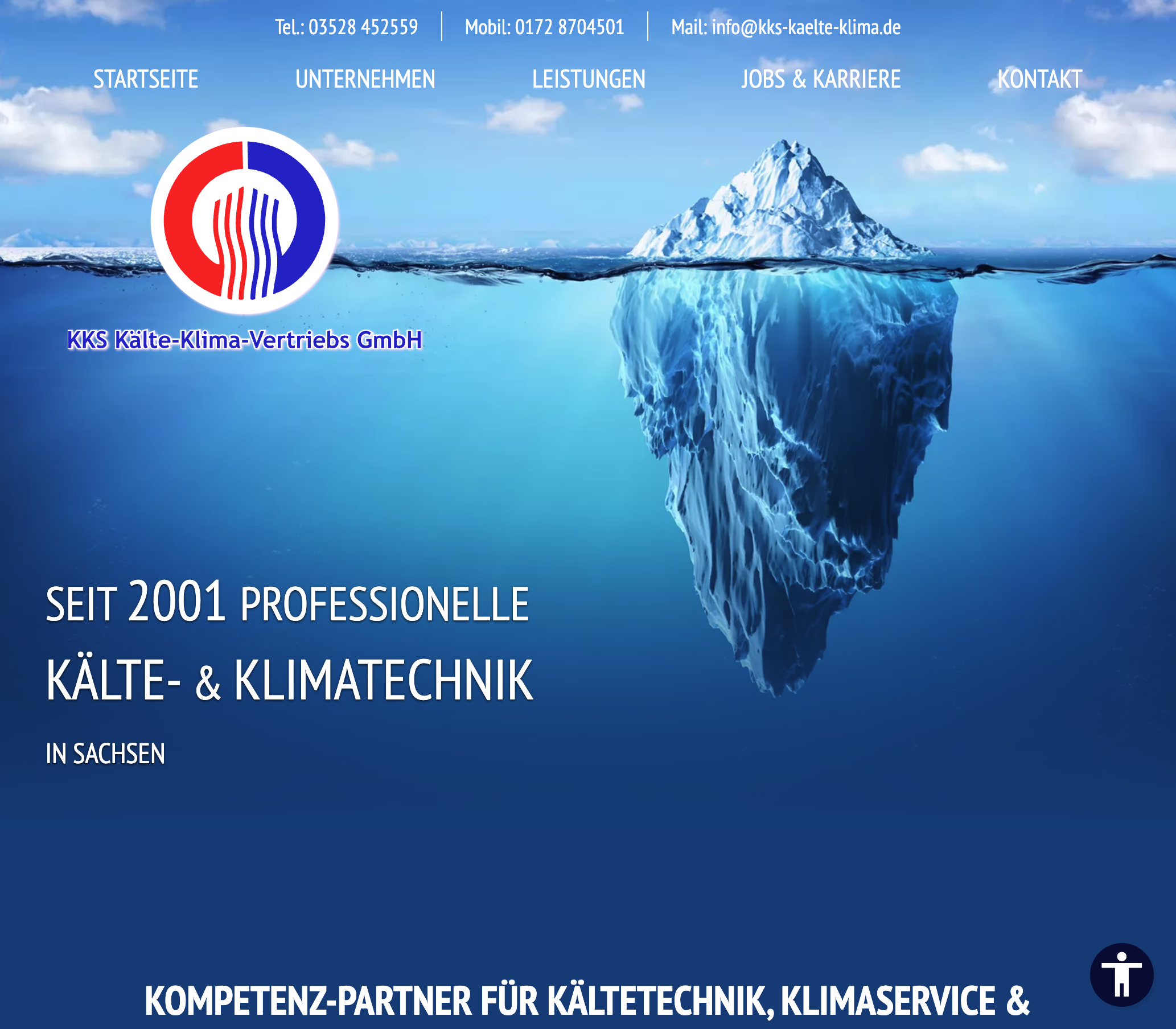 Das Bild zeigt einen Desktop Screenshot der vorgestellten Website