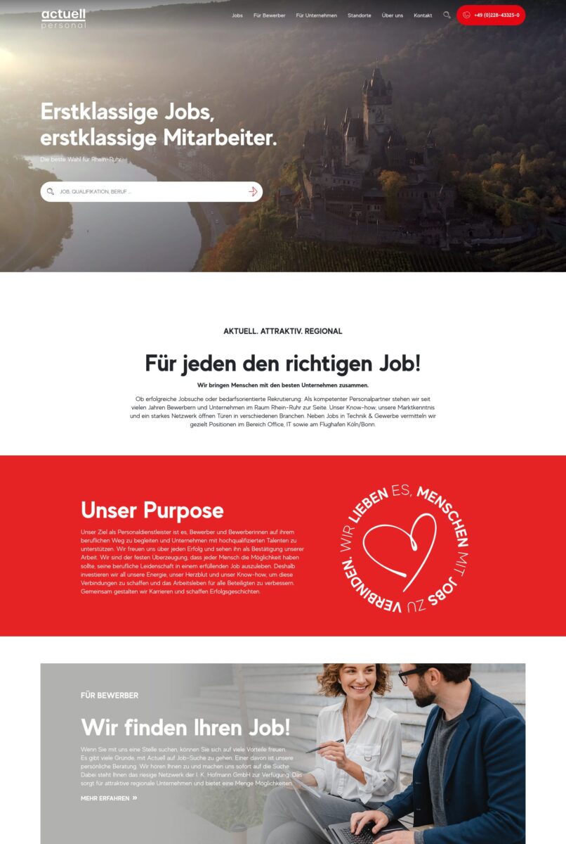 Das Bild zeigt einen Desktop Screenshot der vorgestellten Website