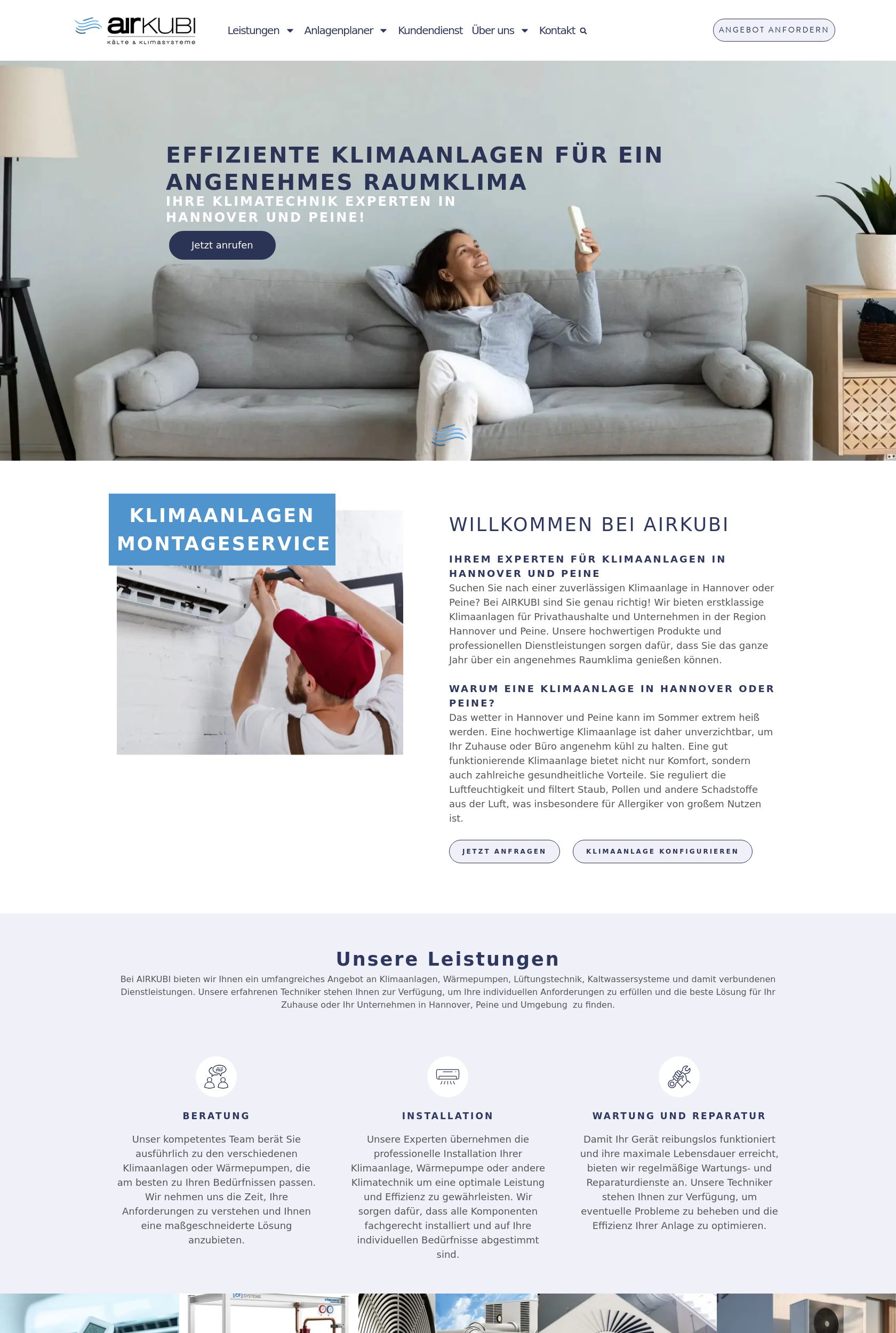 Das Bild zeigt einen Desktop Screenshot der vorgestellten Website