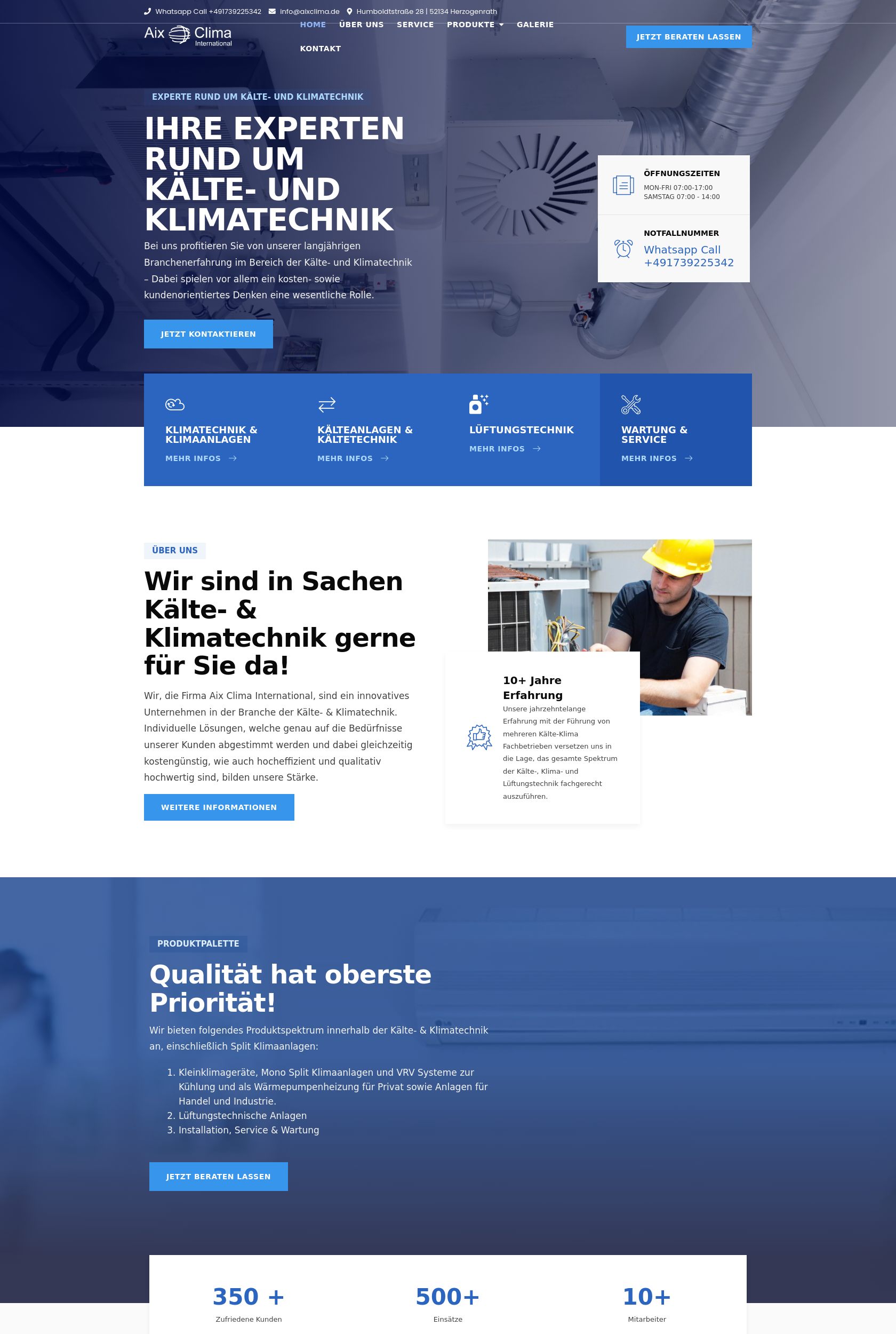 Das Bild zeigt einen Desktop Screenshot der vorgestellten Website