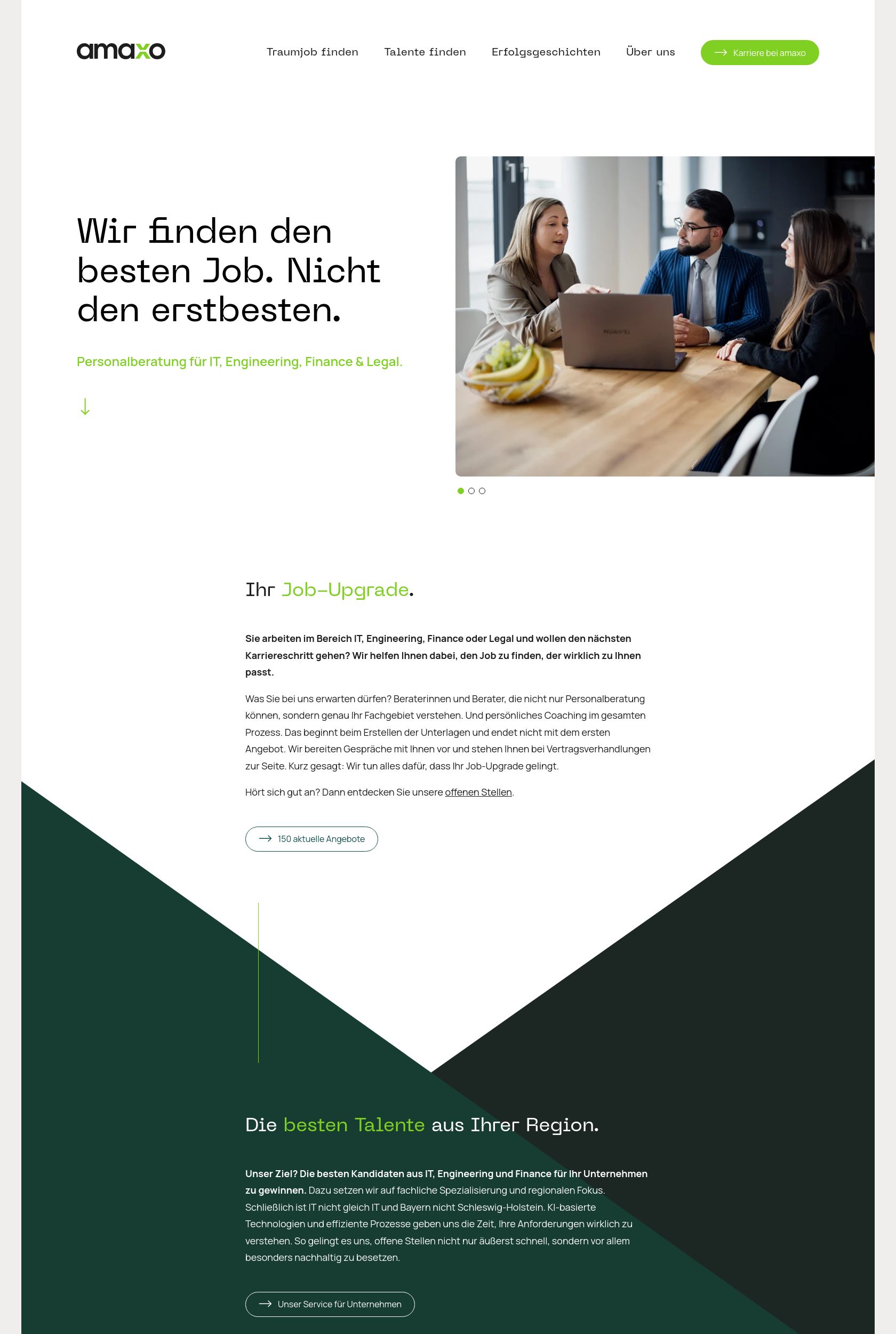 Das Bild zeigt einen Desktop Screenshot der vorgestellten Website