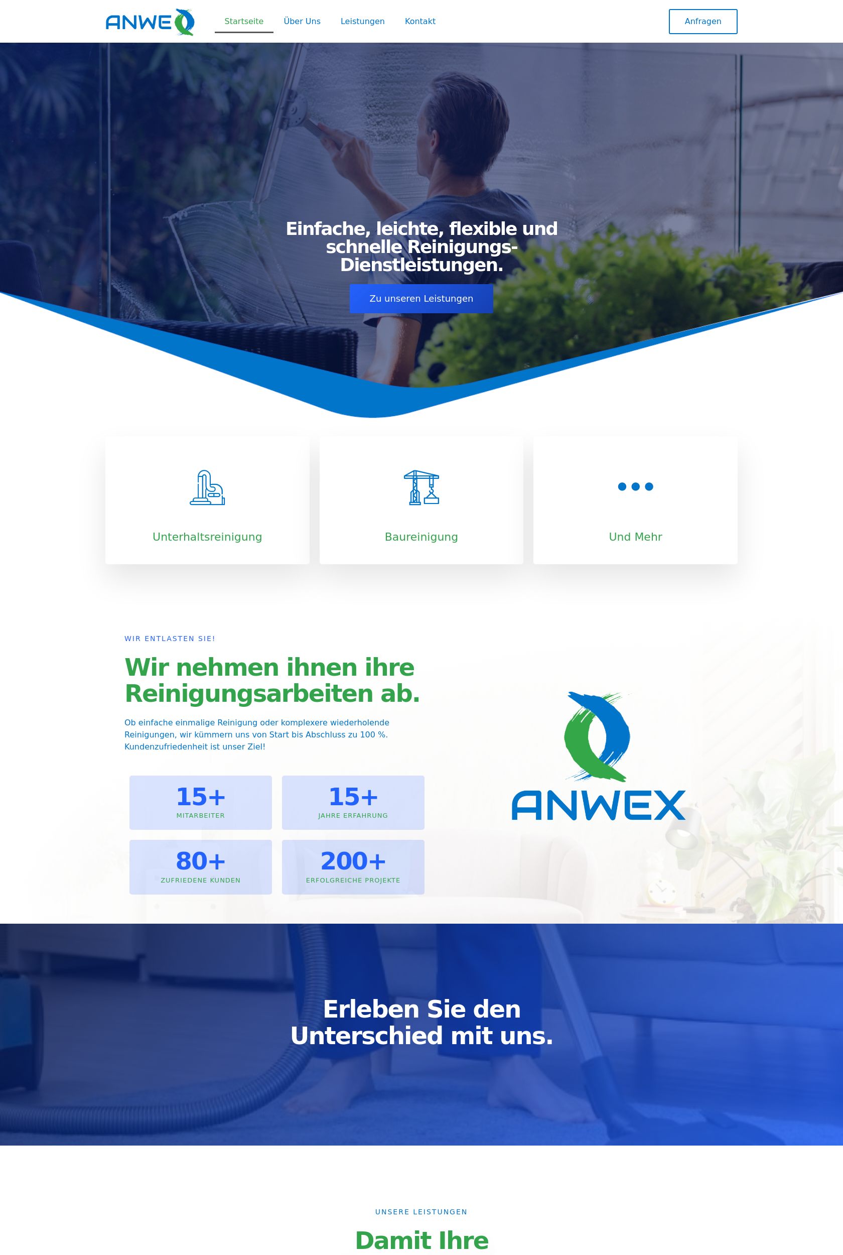 Das Bild zeigt einen Desktop Screenshot der vorgestellten Website