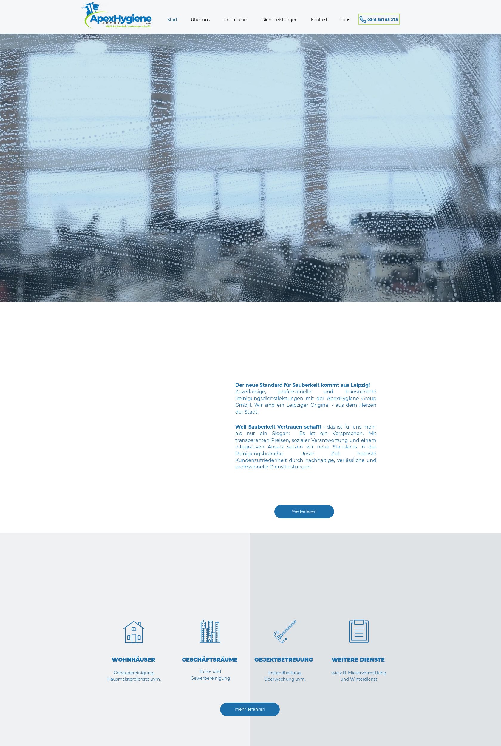 Das Bild zeigt einen Desktop Screenshot der vorgestellten Website