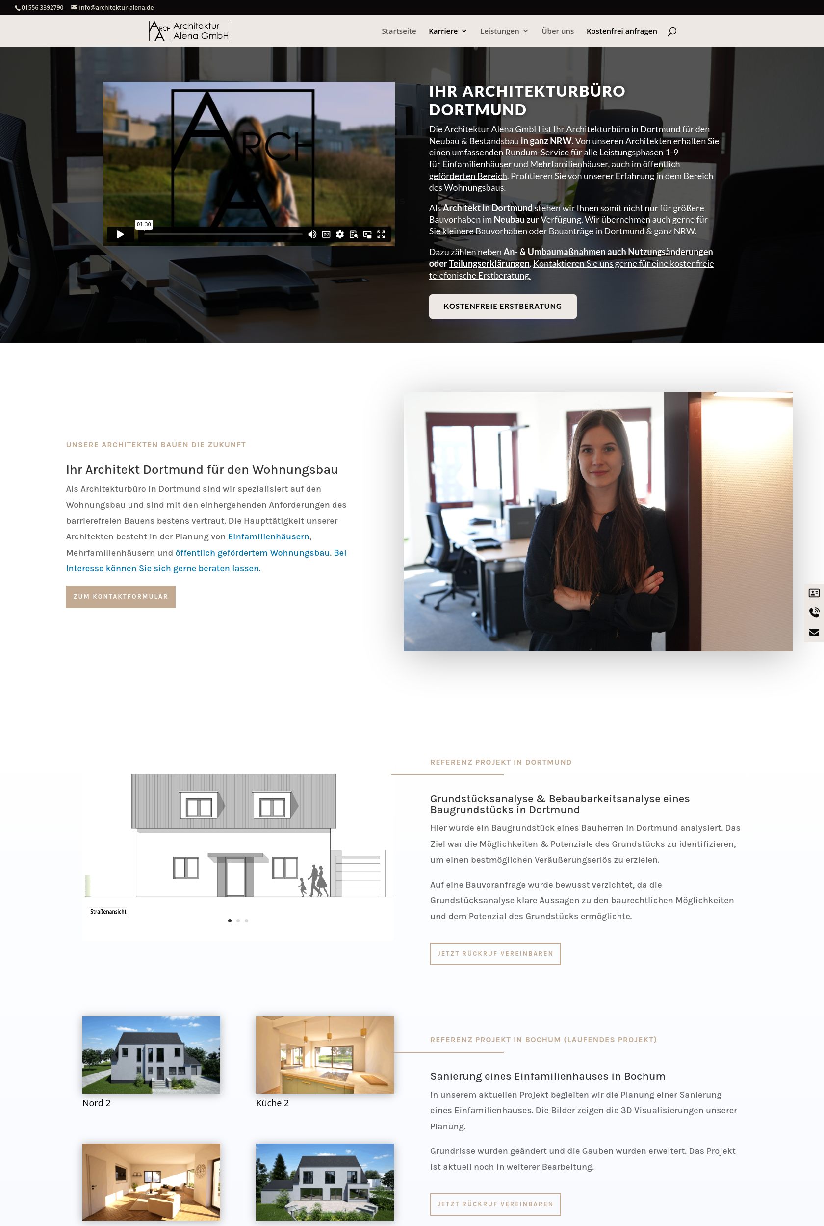 Das Bild zeigt einen Desktop Screenshot der vorgestellten Website