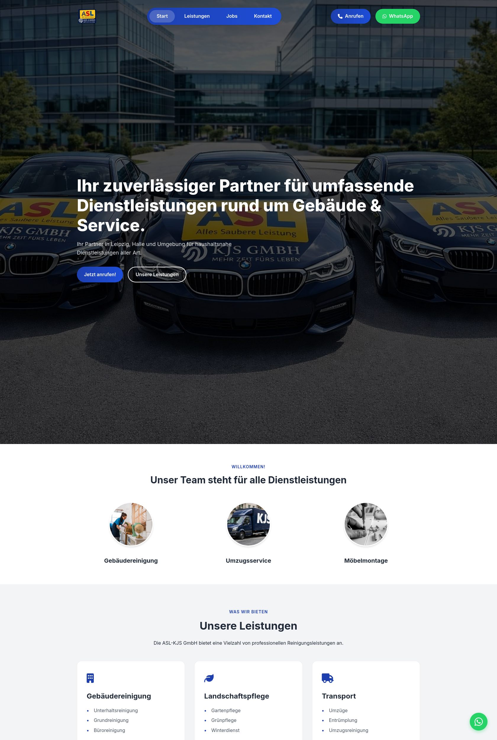 Das Bild zeigt einen Desktop Screenshot der vorgestellten Website