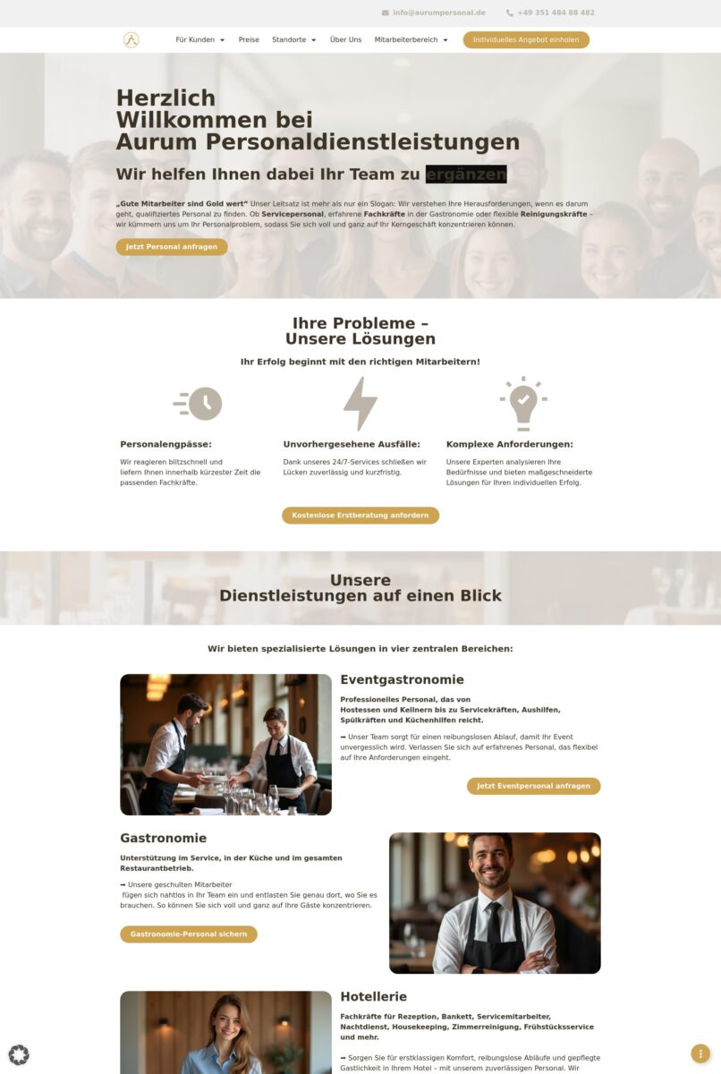 Das Bild zeigt einen Desktop Screenshot der vorgestellten Website