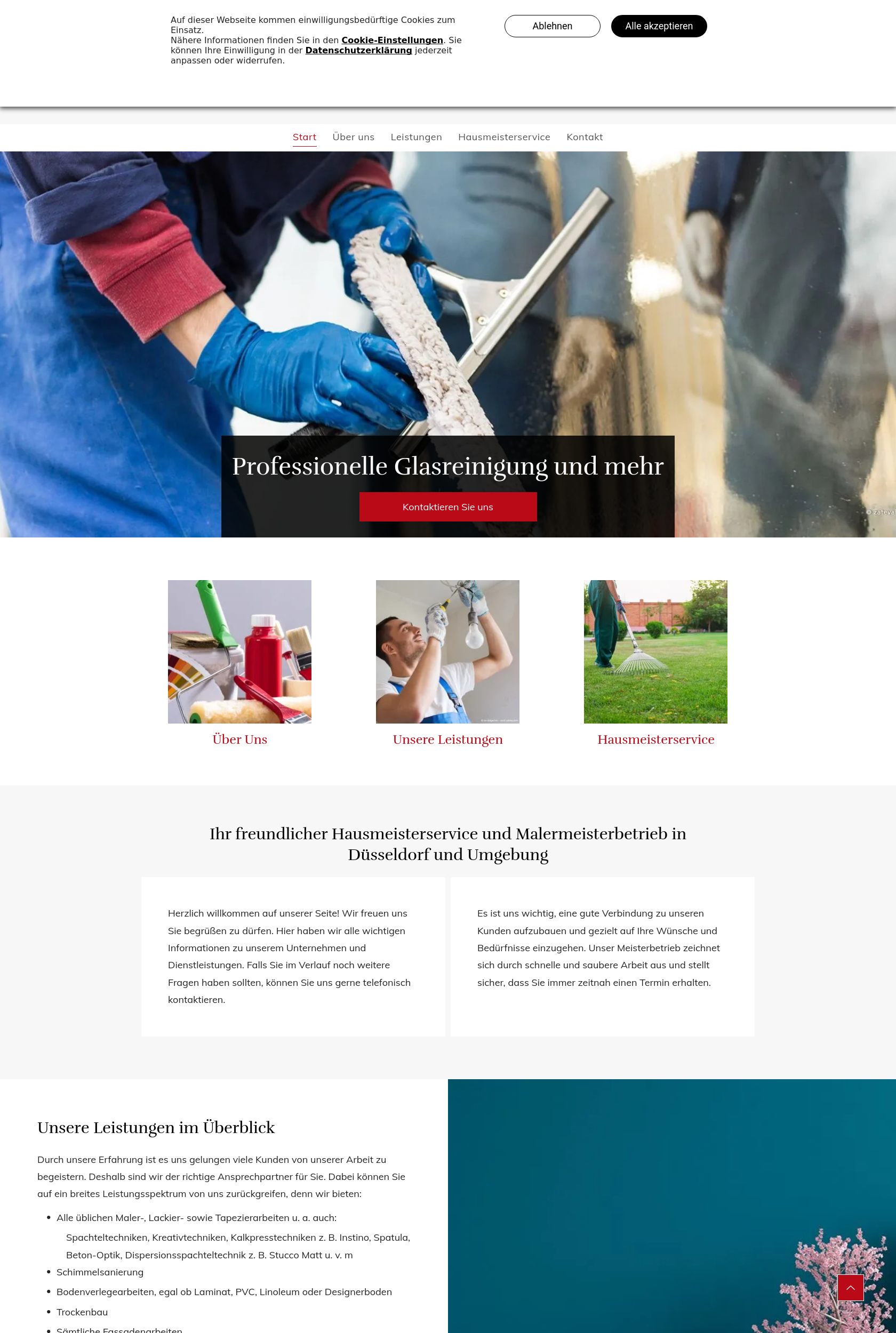 Das Bild zeigt einen Desktop Screenshot der vorgestellten Website