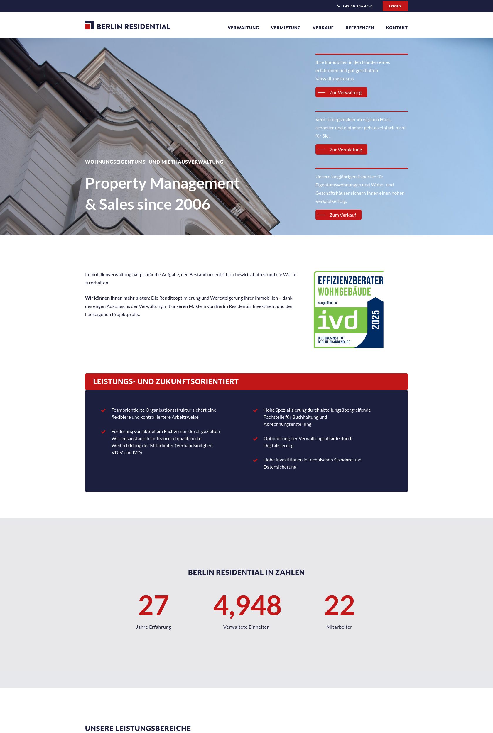 Das Bild zeigt einen Desktop Screenshot der vorgestellten Website