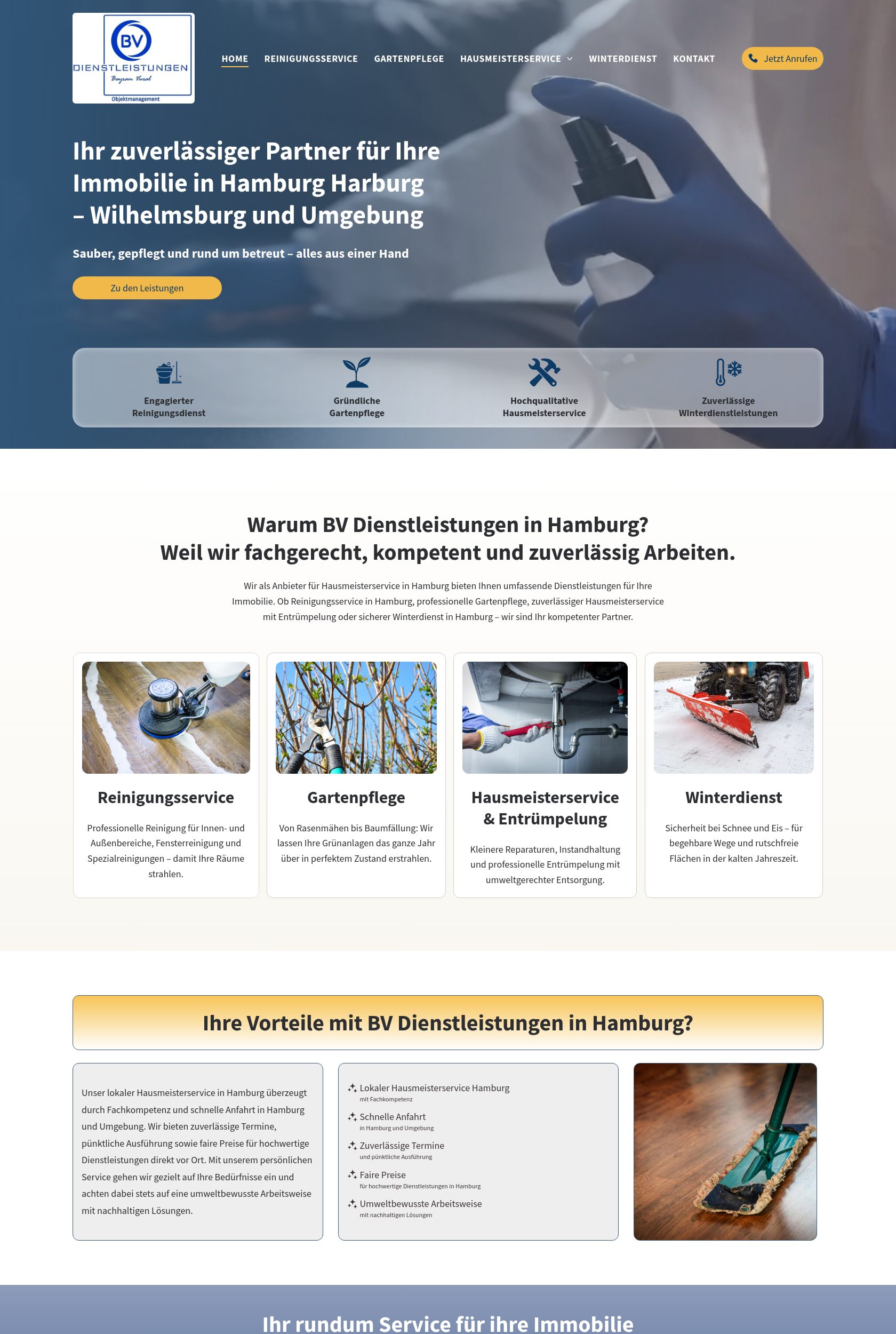 Das Bild zeigt einen Desktop Screenshot der vorgestellten Website