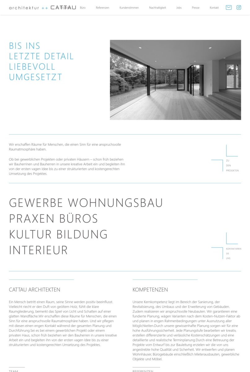 Das Bild zeigt einen Desktop Screenshot der vorgestellten Website