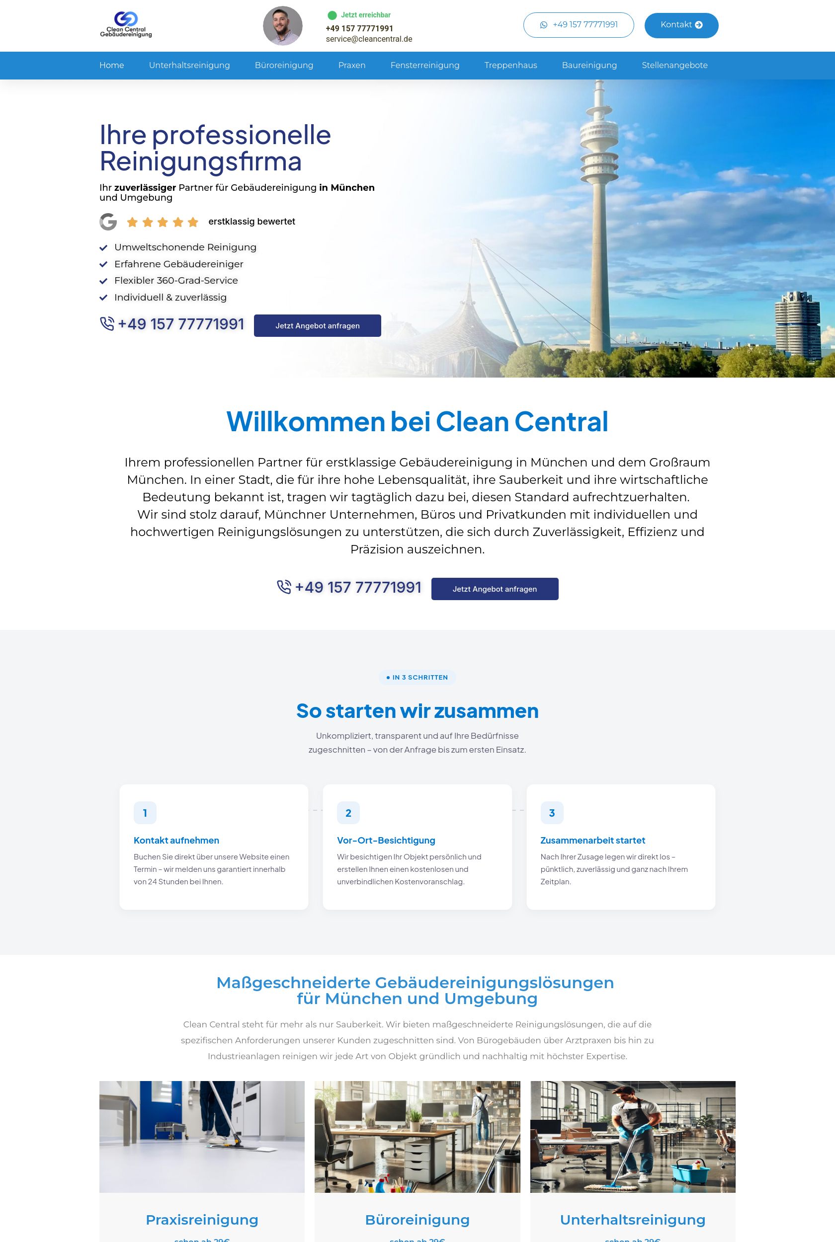 Das Bild zeigt einen Desktop Screenshot der vorgestellten Website
