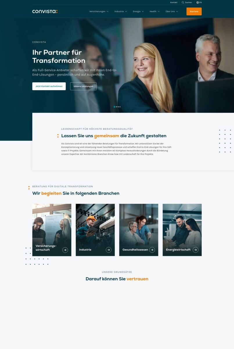 Das Bild zeigt einen Desktop Screenshot der vorgestellten Website