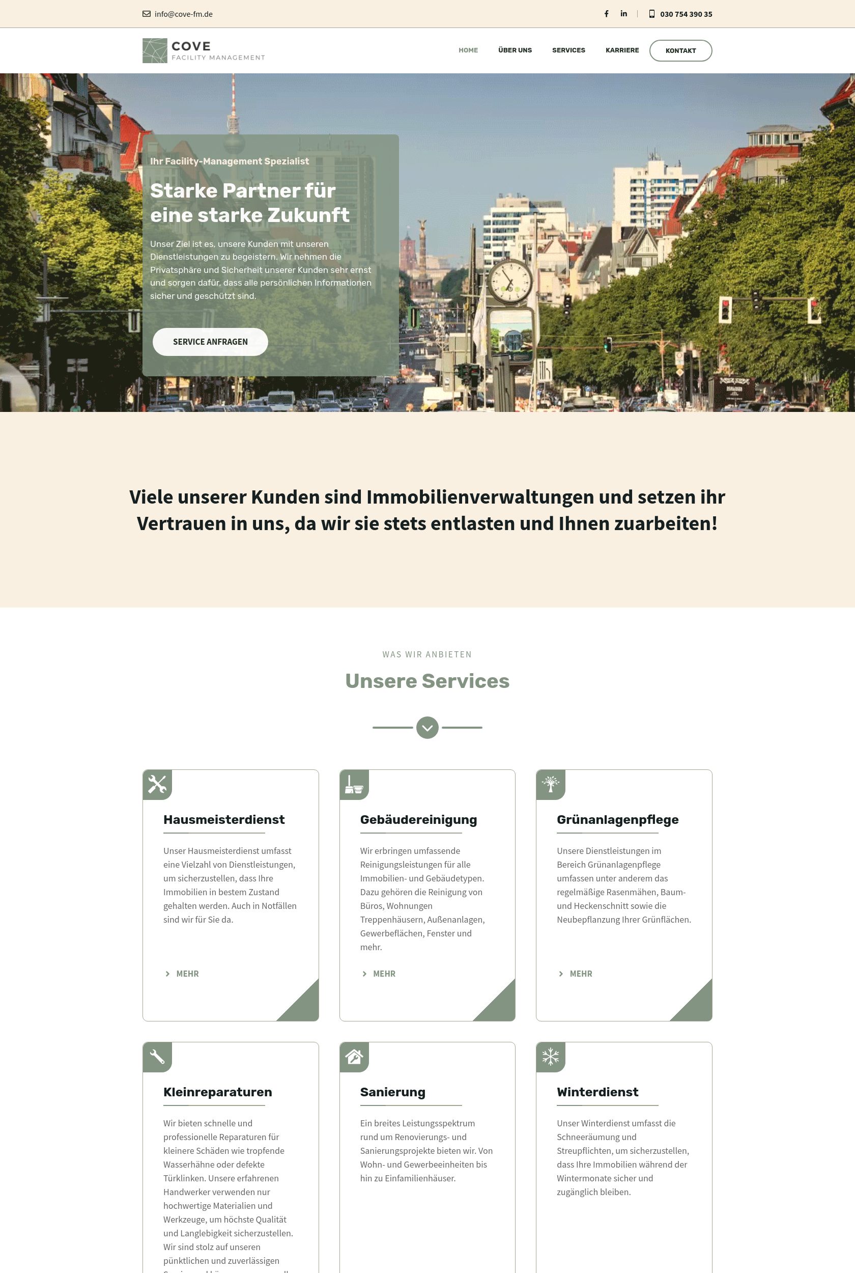 Das Bild zeigt einen Desktop Screenshot der vorgestellten Website