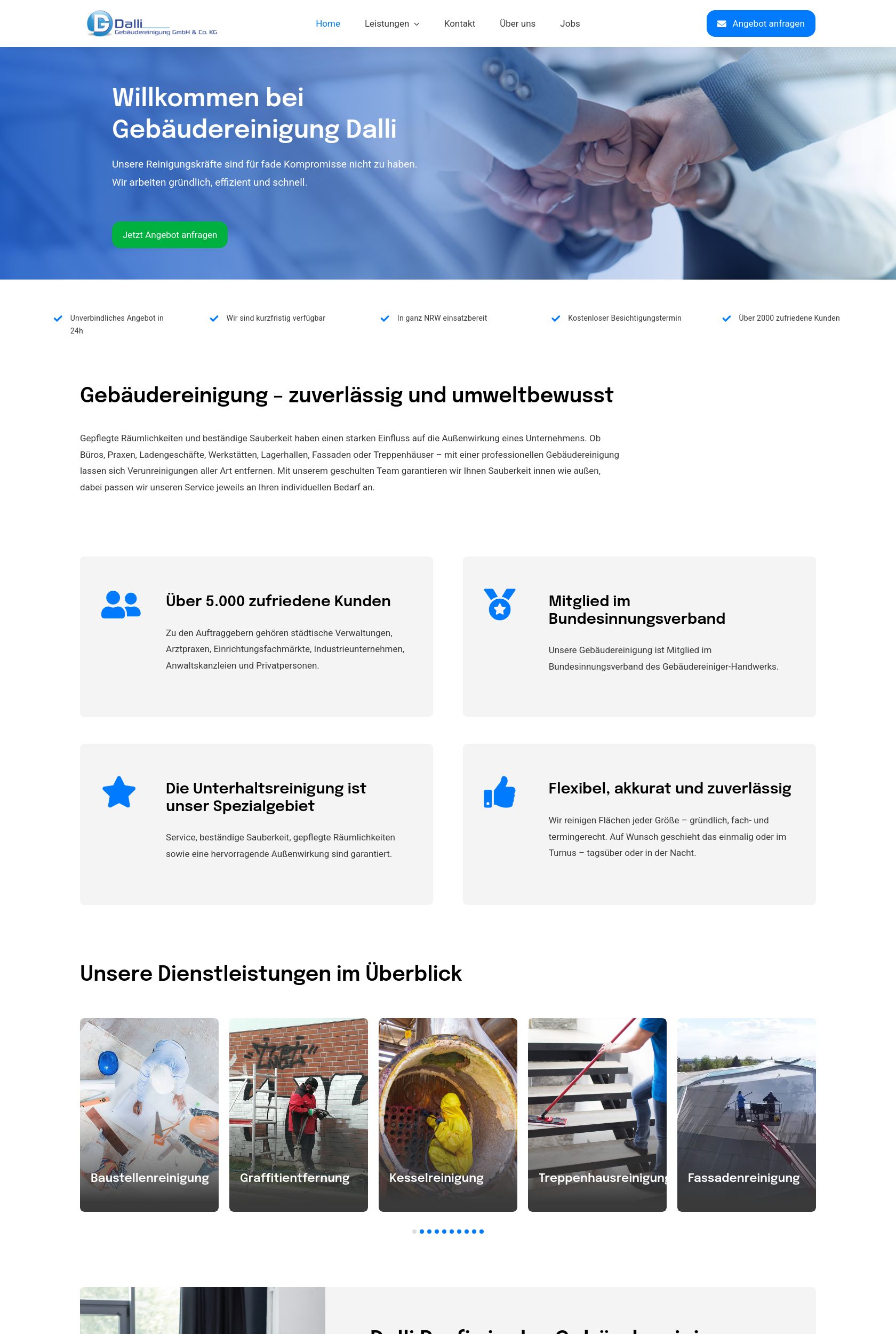 Das Bild zeigt einen Desktop Screenshot der vorgestellten Website