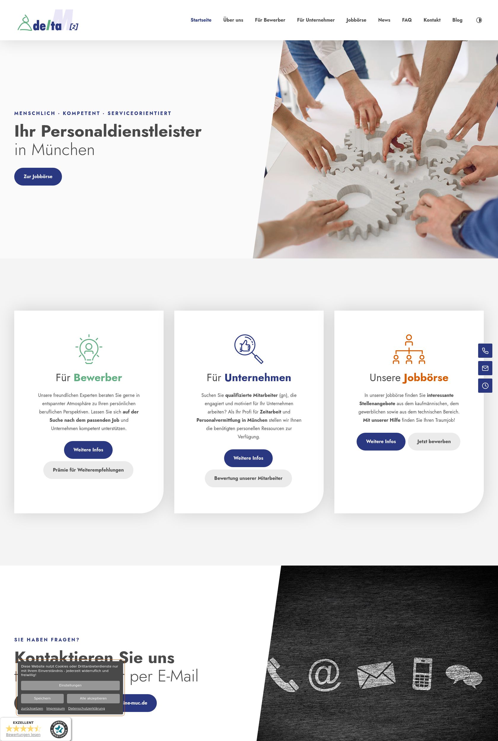 Das Bild zeigt einen Desktop Screenshot der vorgestellten Website