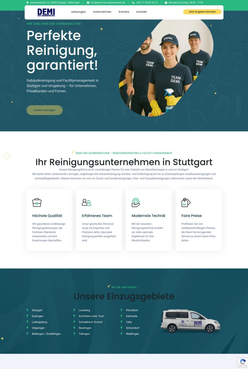 Das Bild zeigt einen Desktop Screenshot der vorgestellten Website