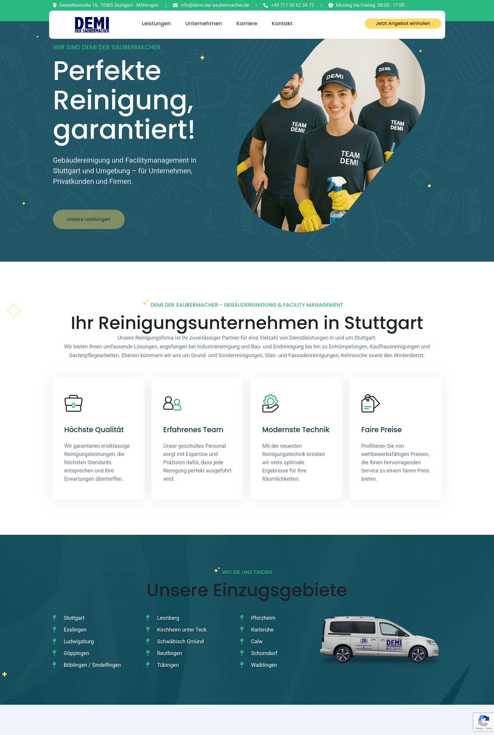Das Bild zeigt einen Desktop Screenshot der vorgestellten Website