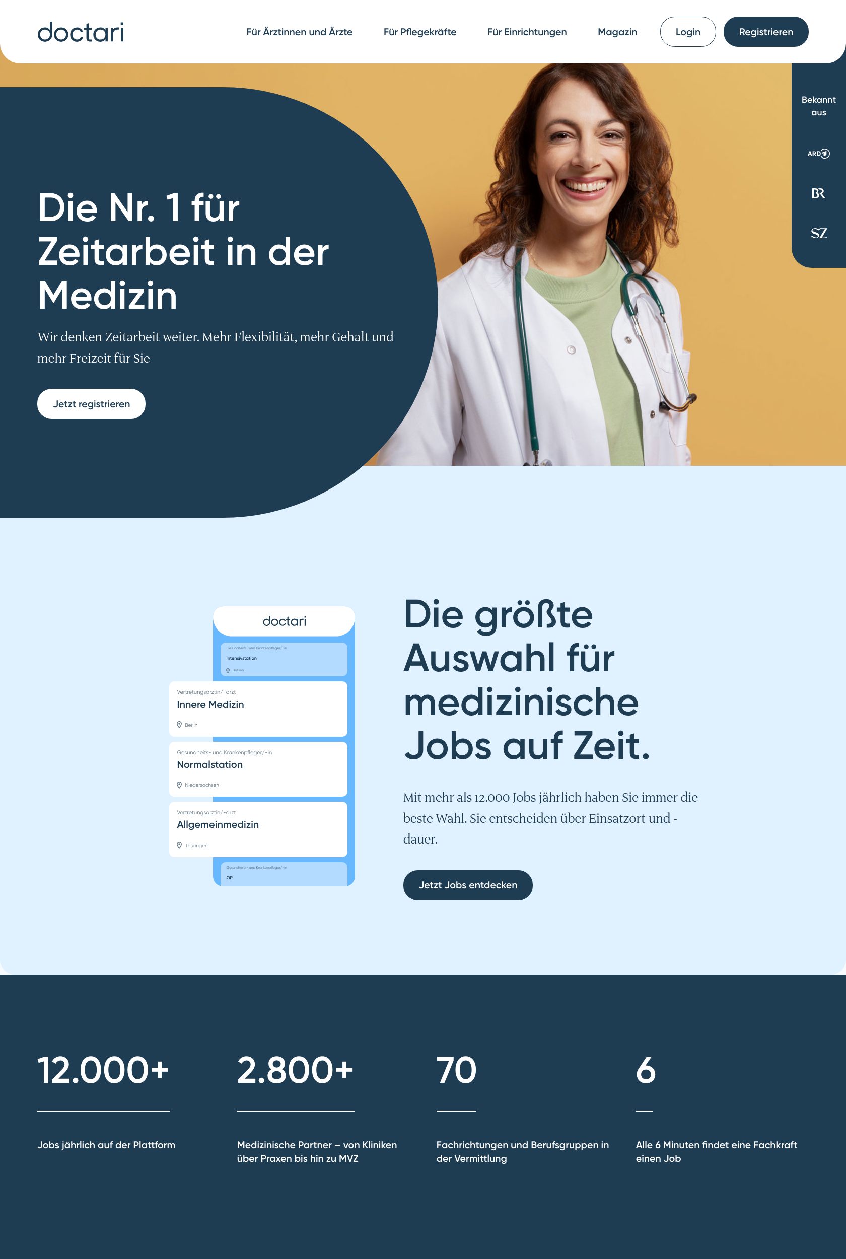 Das Bild zeigt einen Desktop Screenshot der vorgestellten Website