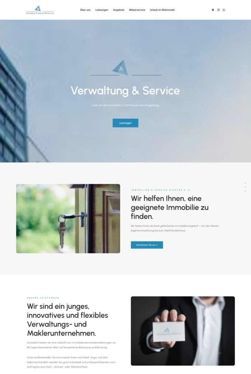 Das Bild zeigt einen Desktop Screenshot der vorgestellten Website