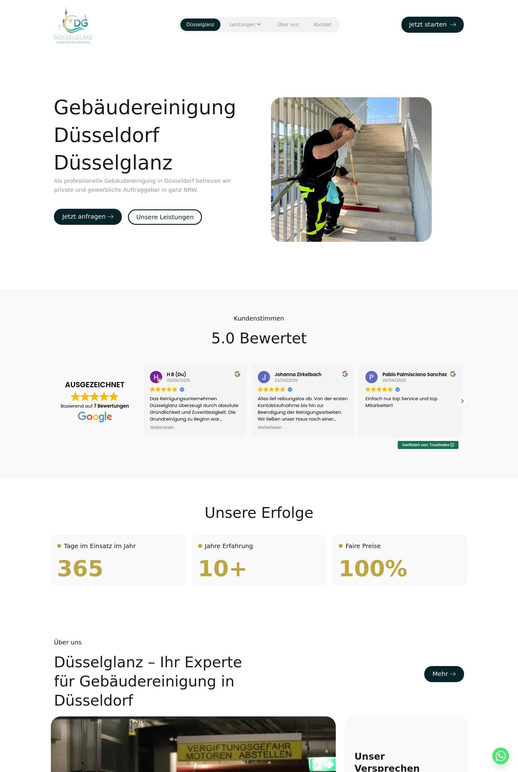 Das Bild zeigt einen Desktop Screenshot der vorgestellten Website