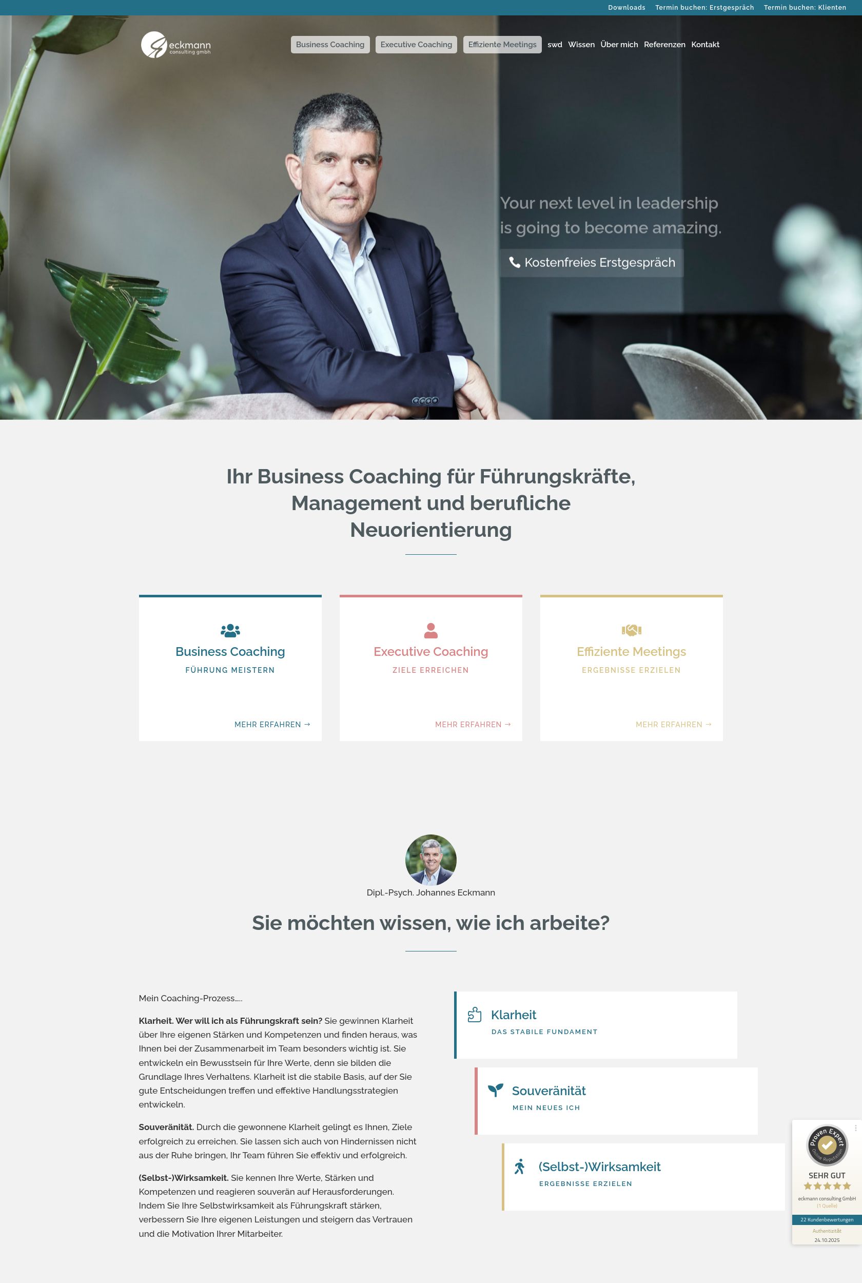 Das Bild zeigt einen Desktop Screenshot der vorgestellten Website