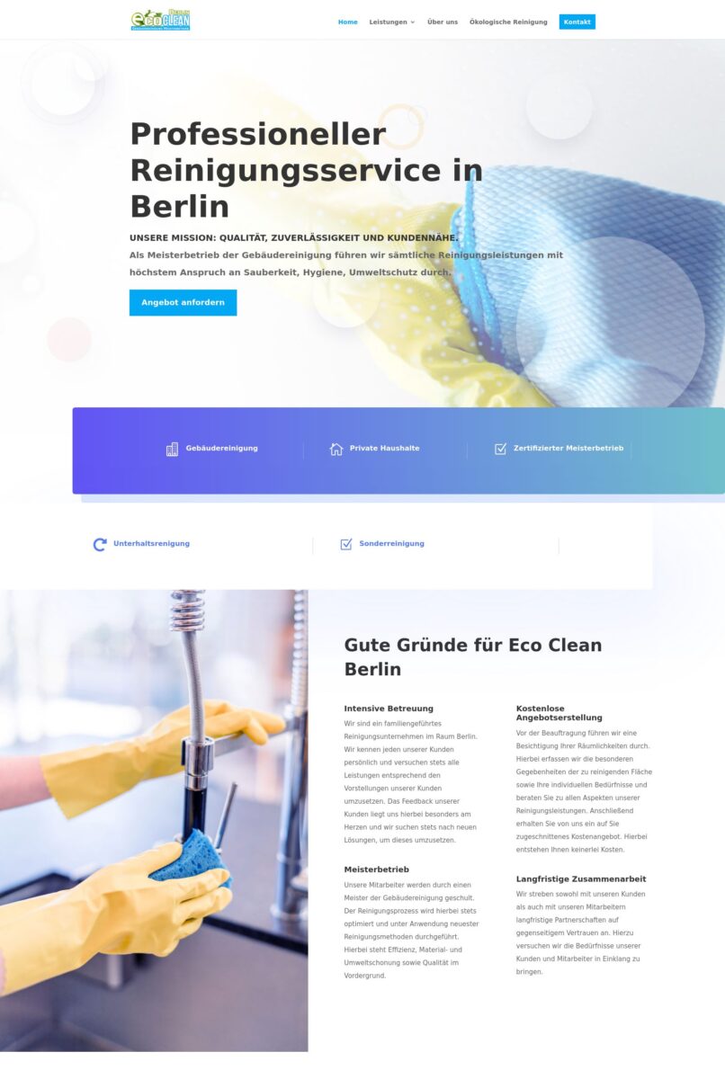 Das Bild zeigt einen Desktop Screenshot der vorgestellten Website