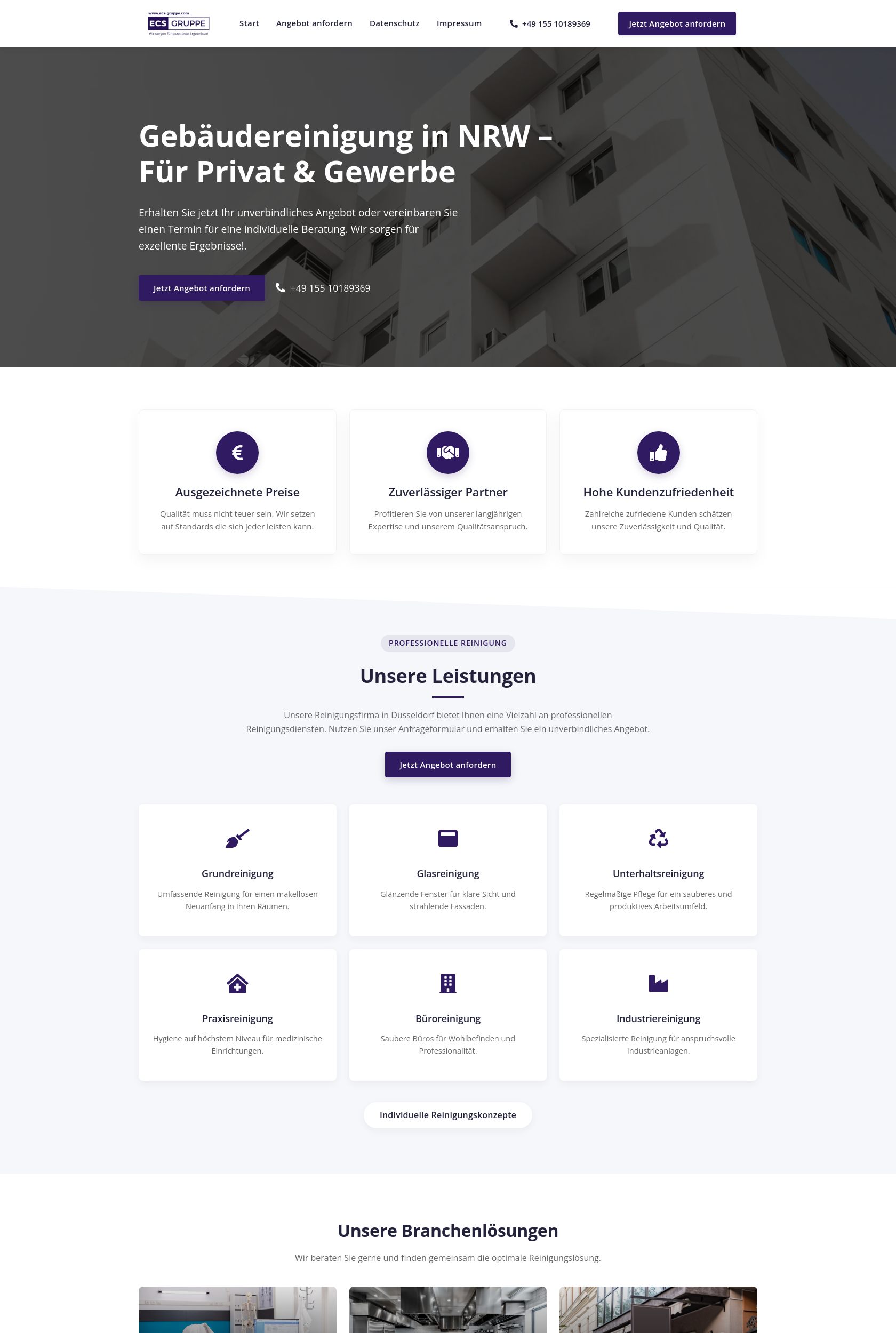 Das Bild zeigt einen Desktop Screenshot der vorgestellten Website