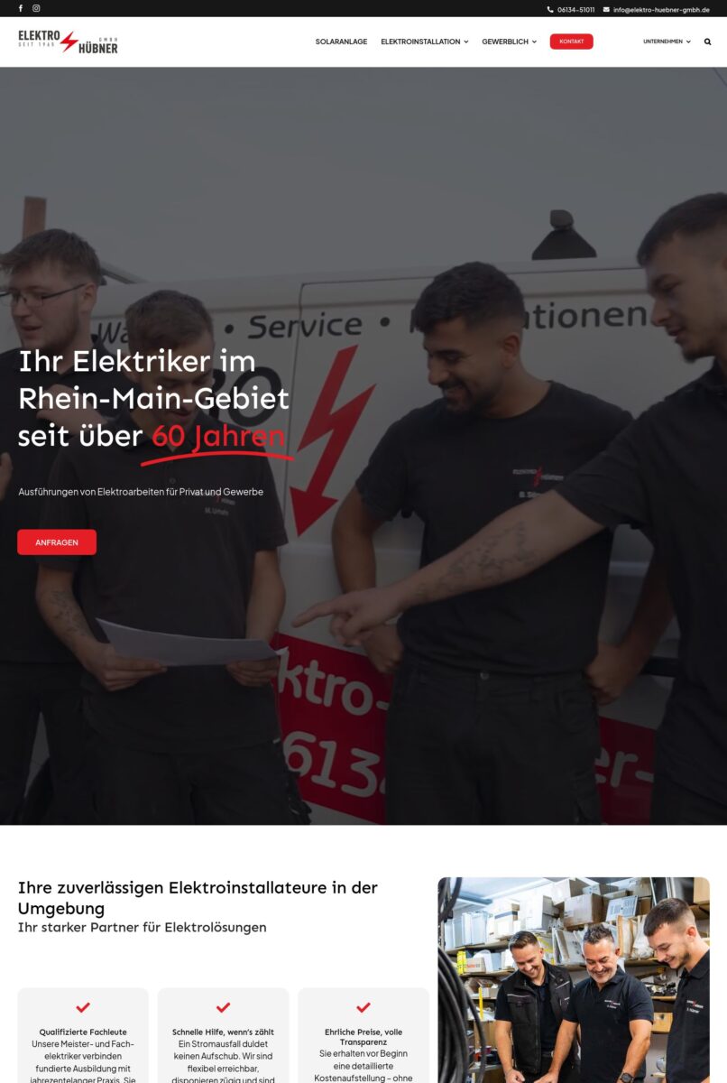 Das Bild zeigt einen Desktop Screenshot der vorgestellten Website