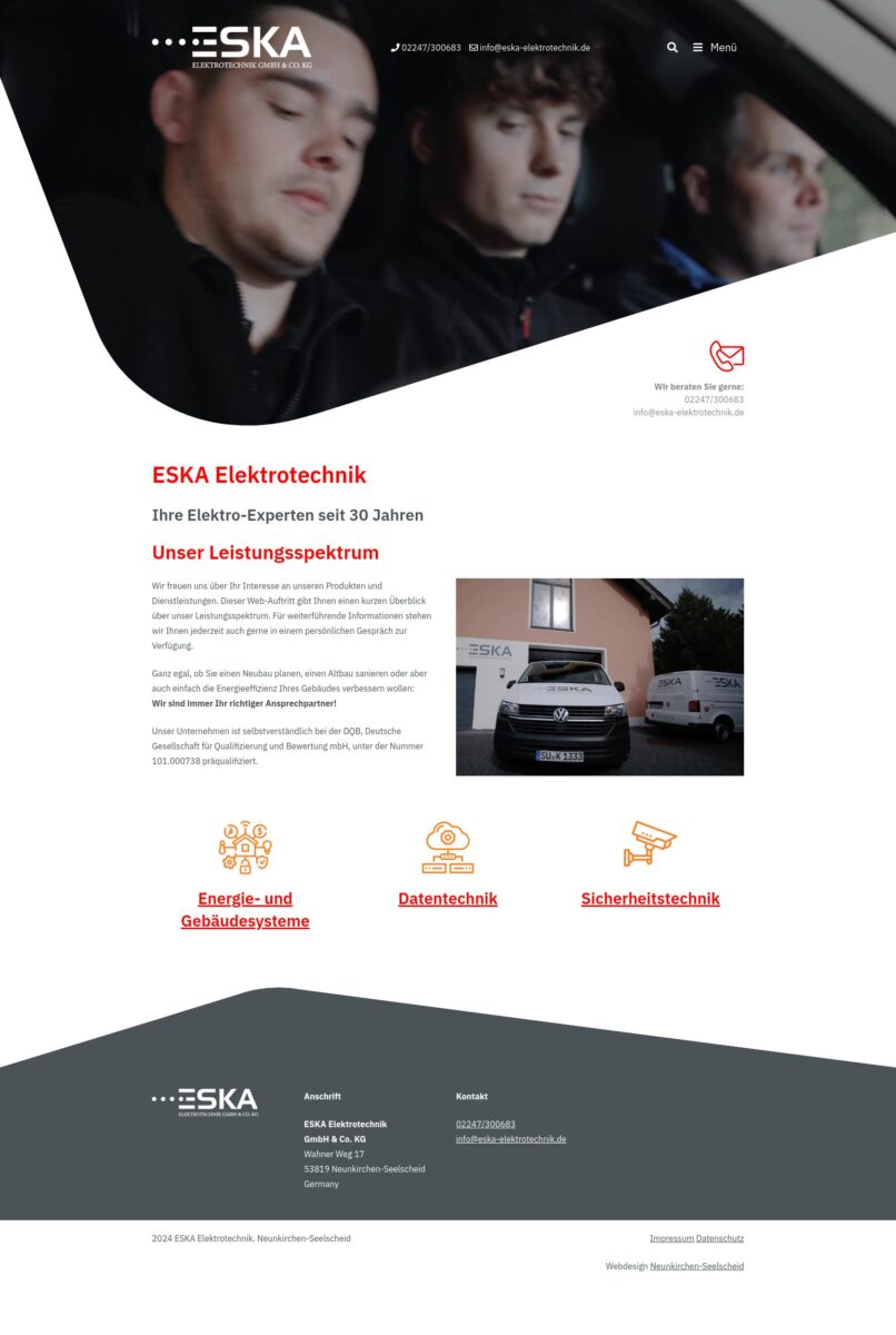 Das Bild zeigt einen Desktop Screenshot der vorgestellten Website