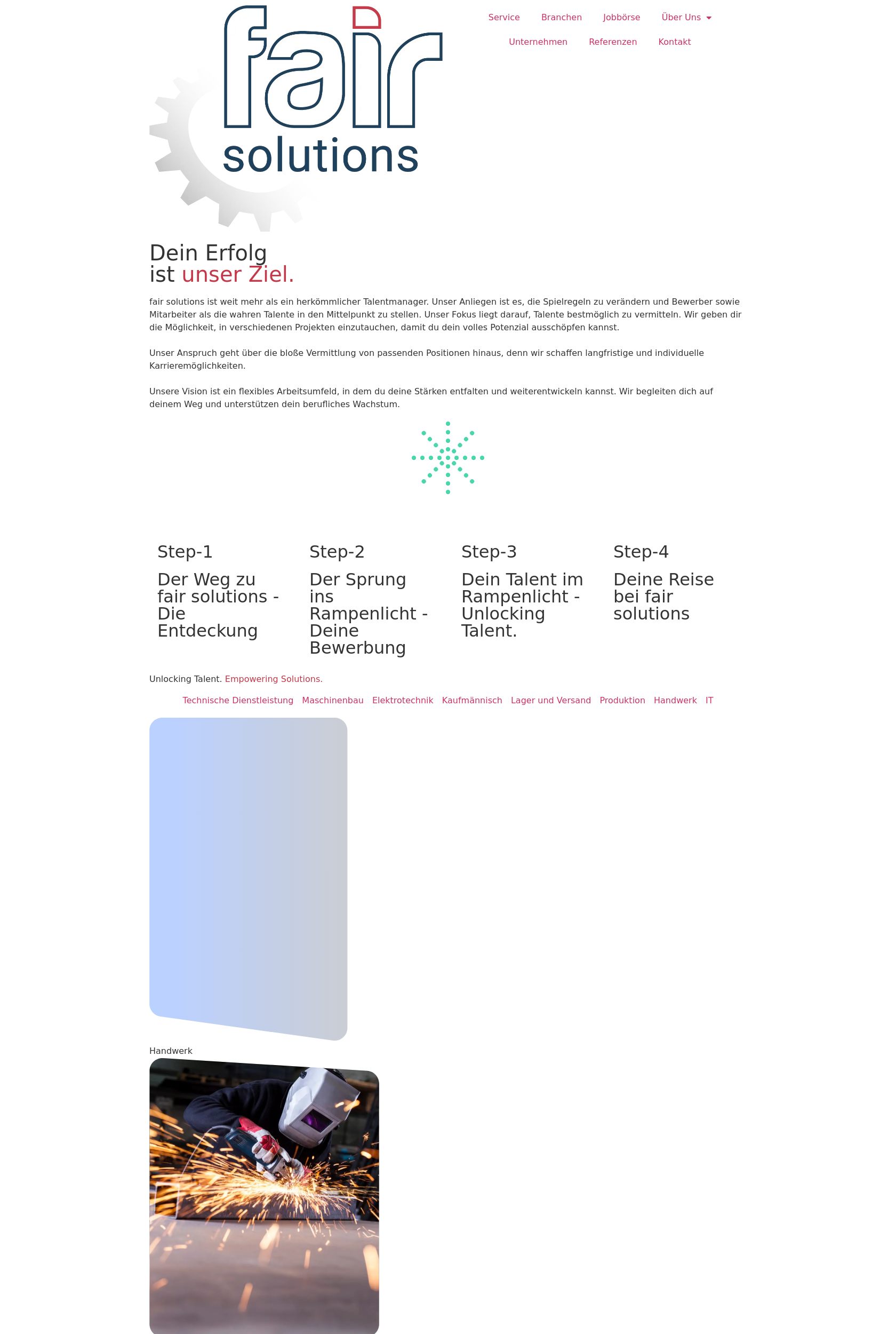 Das Bild zeigt einen Desktop Screenshot der vorgestellten Website