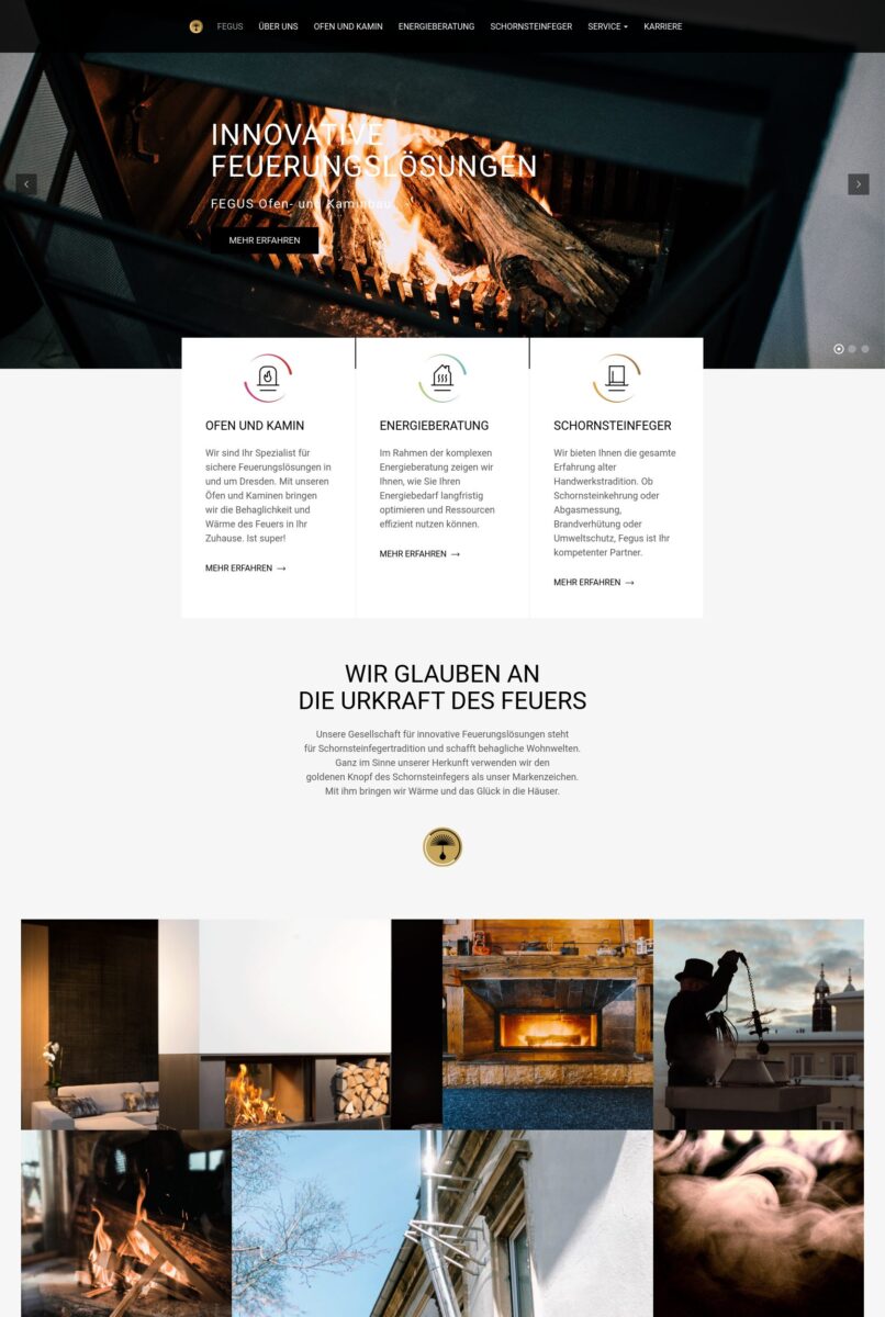Das Bild zeigt einen Desktop Screenshot der vorgestellten Website