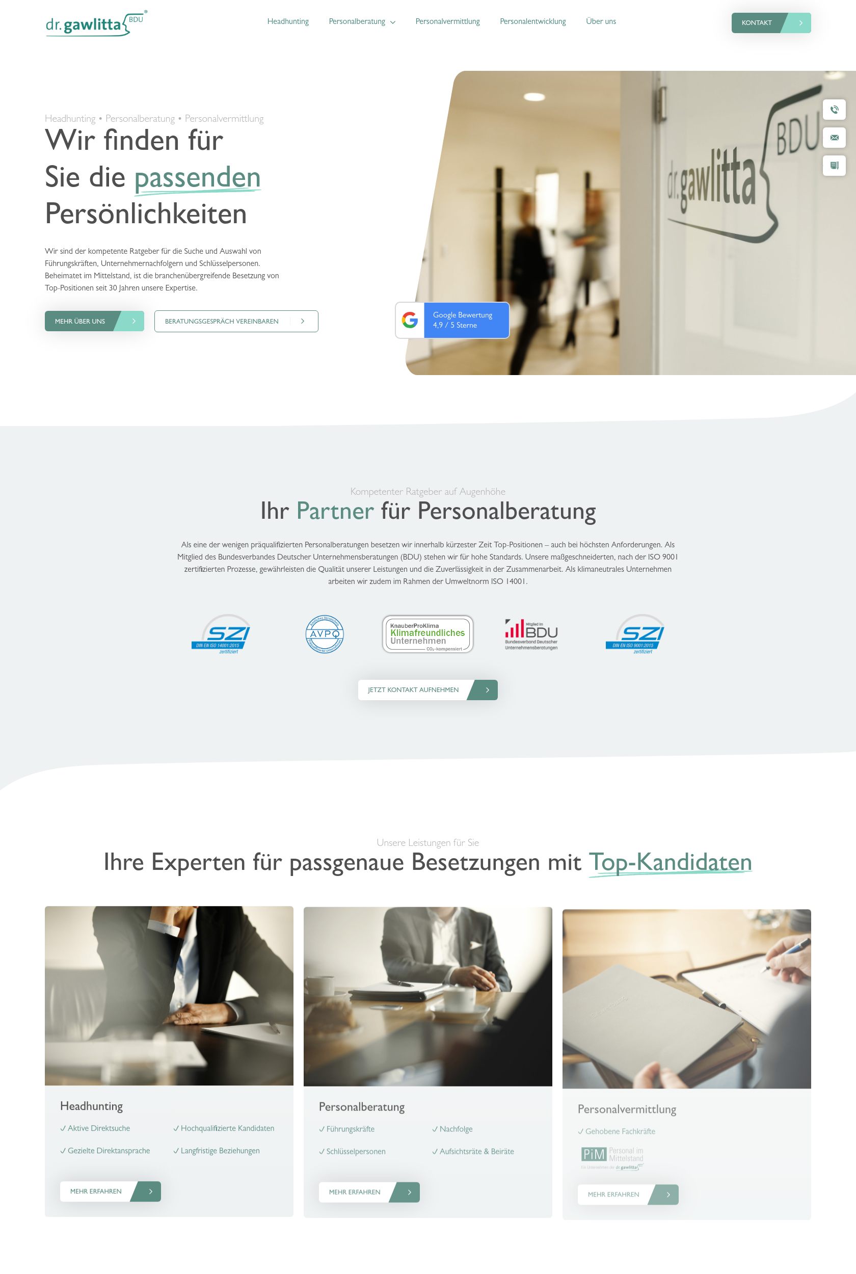 Das Bild zeigt einen Desktop Screenshot der vorgestellten Website